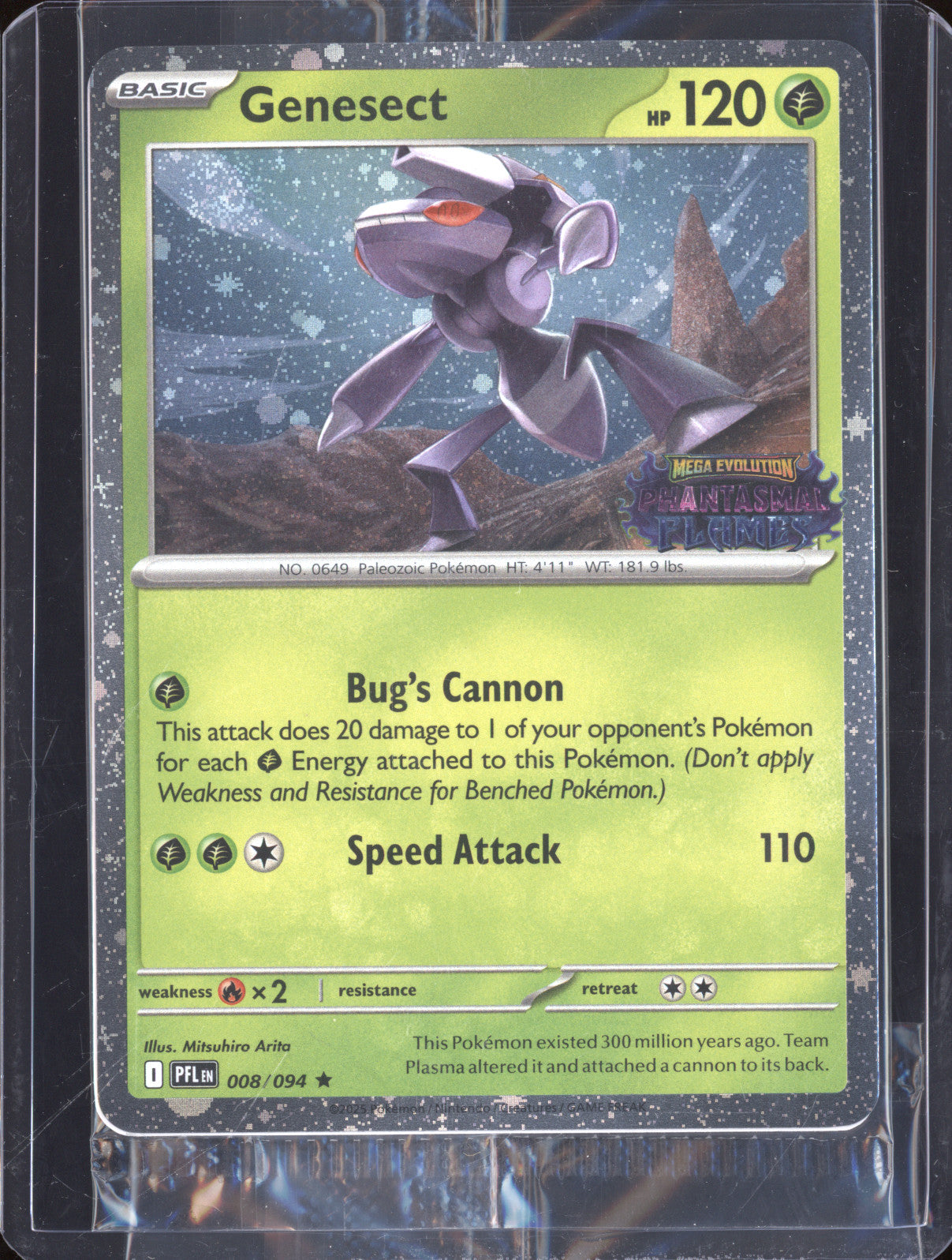 Genesect 2025 Pokemon Phantasmal Flames PFL 008/094 Holo Rare Stamped Promo