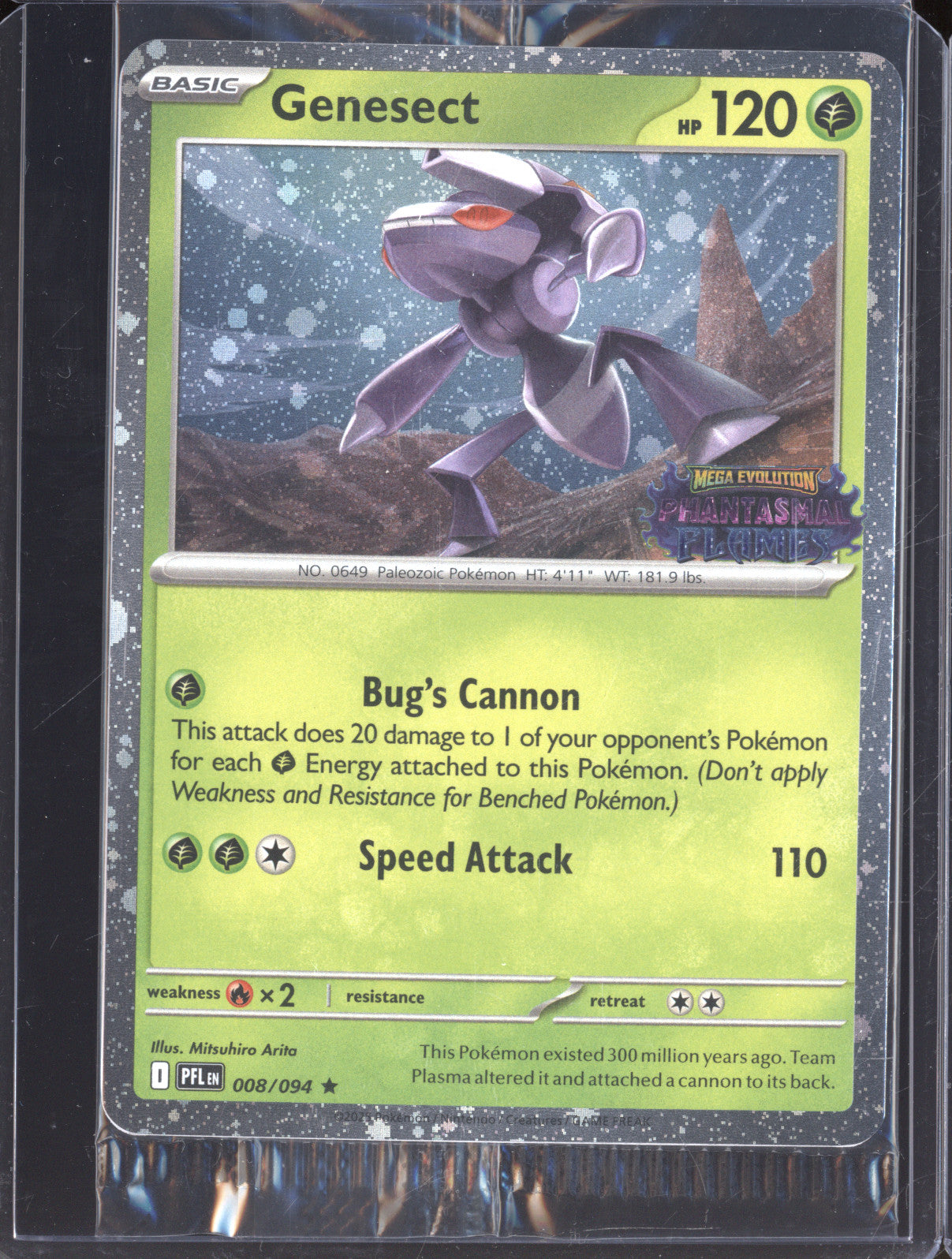 Genesect 2025 Pokemon Phantasmal Flames PFL 008/094 Holo Rare Stamped Promo