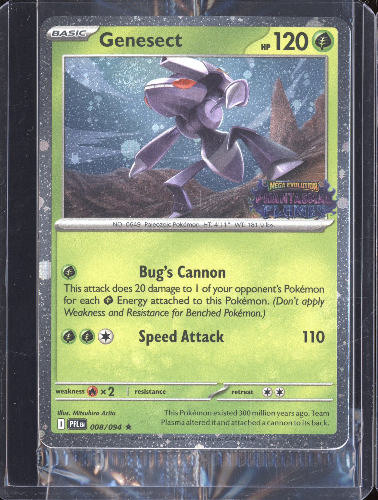 Genesect 2025 Pokemon Phantasmal Flames PFL 008/094 Holo Rare Stamped Promo