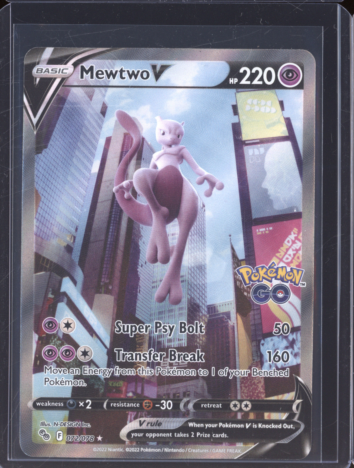 Mewtwo V 2022 Pokemon Pokemon Go 072/078 Ultra Rare