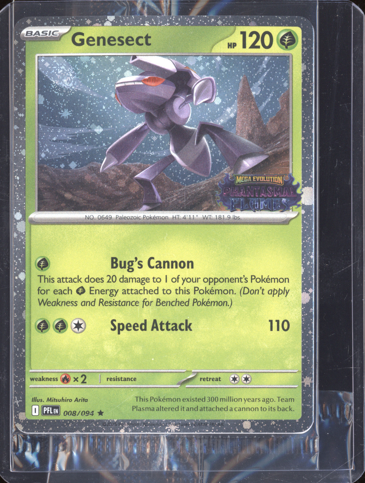 Genesect 2025 Pokemon Phantasmal Flames PFL 008/094 Holo Rare Stamped Promo