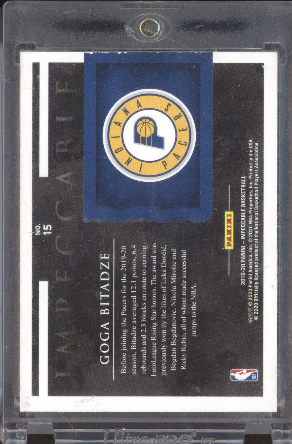 2019 Panini Impeccable NBA Draft 2019 Silver Bar Goga Bitadze 18/25