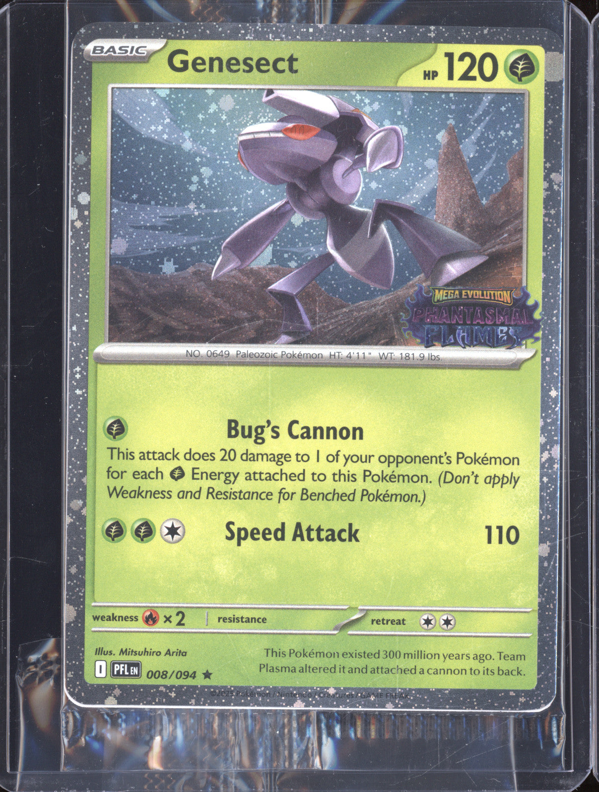 Genesect 2025 Pokemon Phantasmal Flames PFL 008/094 Holo Rare Stamped Promo