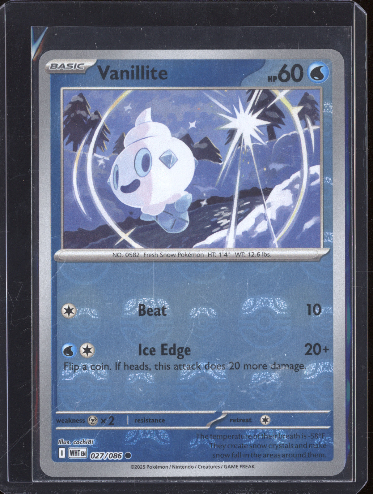 2025 Pokemon White Flare WHT 027/086 Vanillite Master Ball Reverse Holo