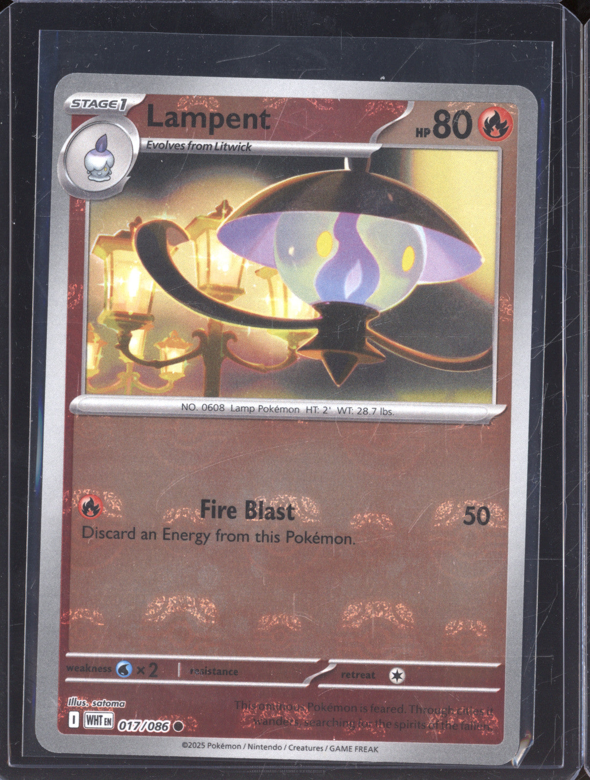 2025 Pokemon White Flare WHT 017/086 Lampent Master Ball Reverse Holo