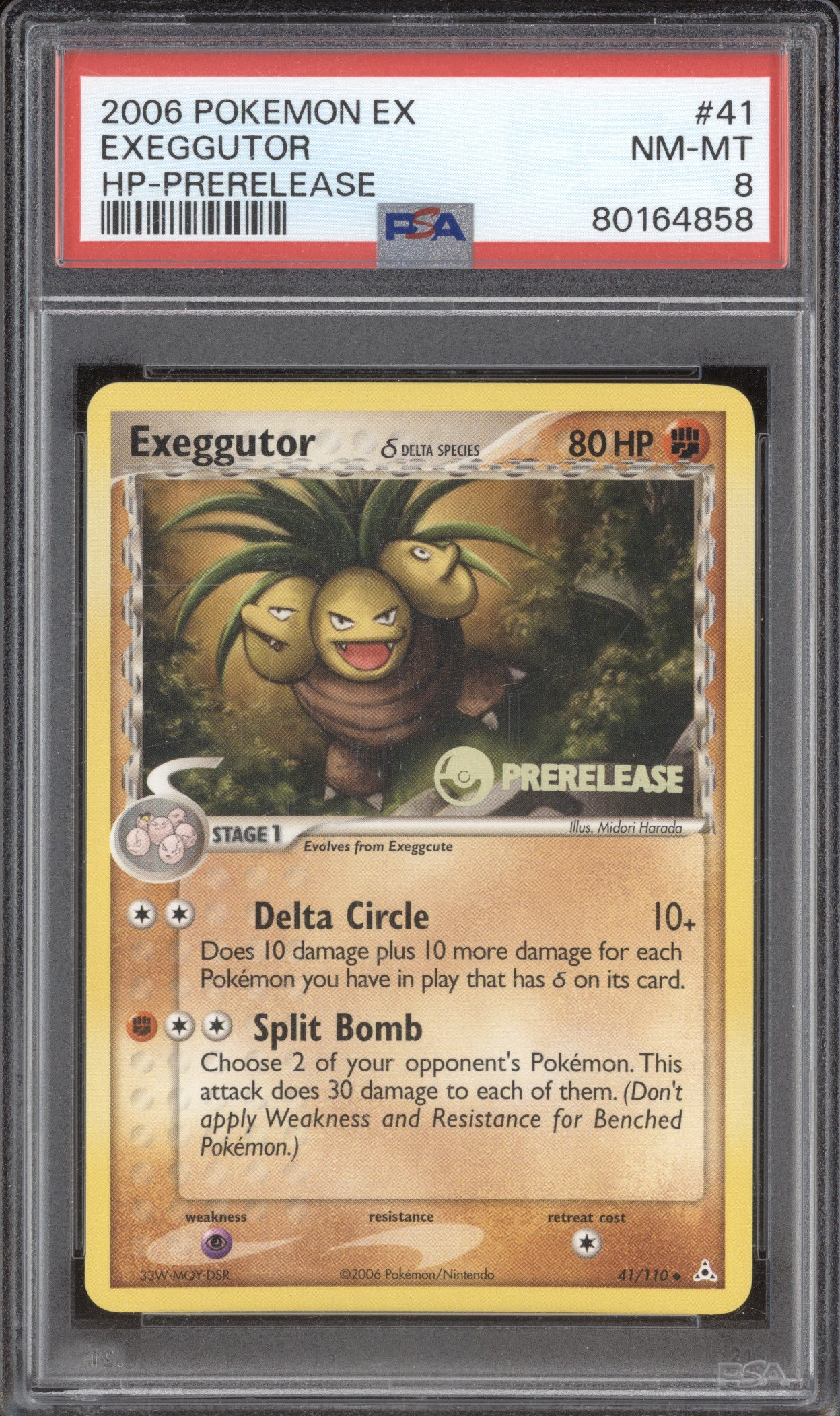 Exeggutor Delta Species 2006 Pokemon 41/110 Prerelease PSA 8