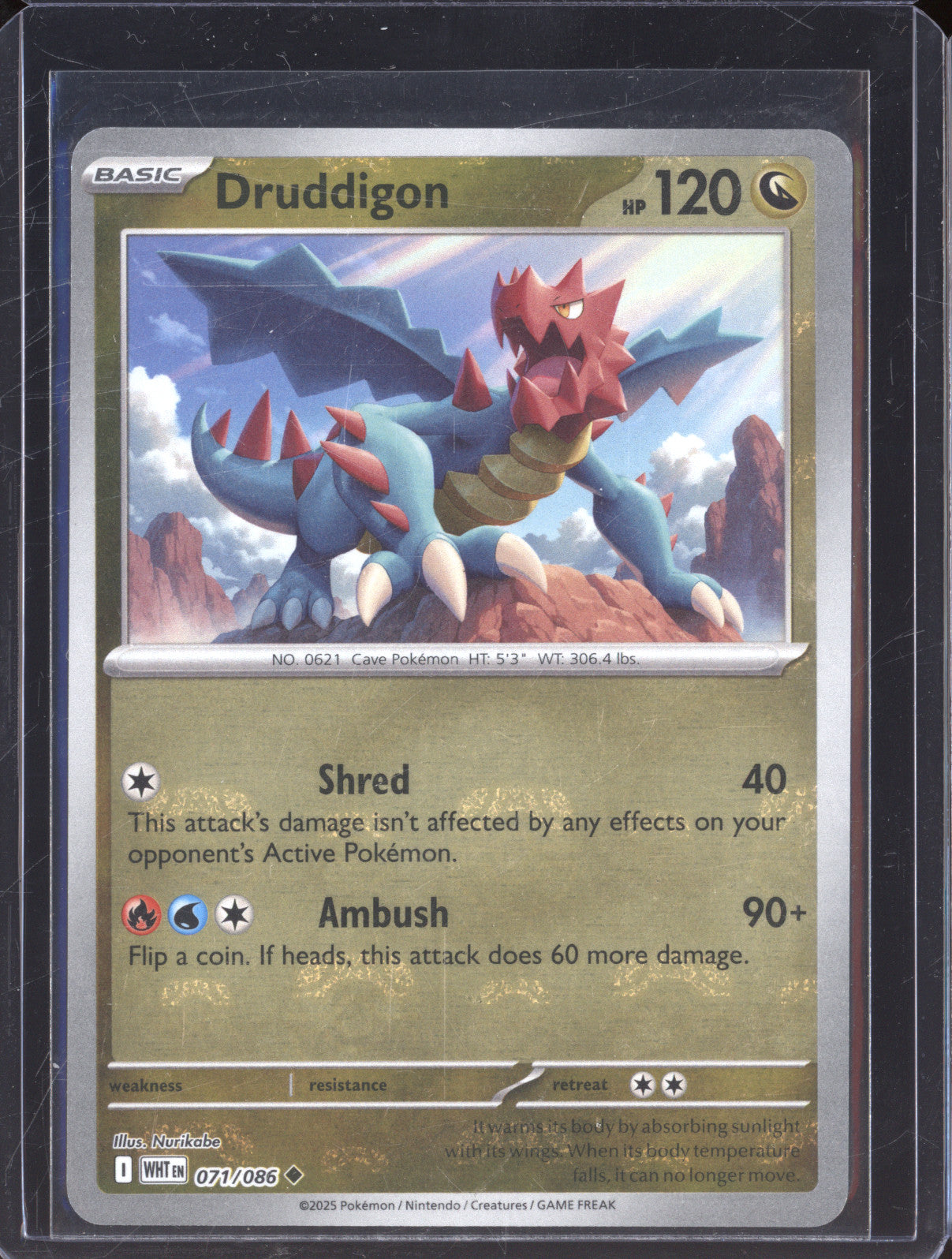 2025 Pokemon White Flare WHT 071/086 Druddigon Master Ball Reverse Holo