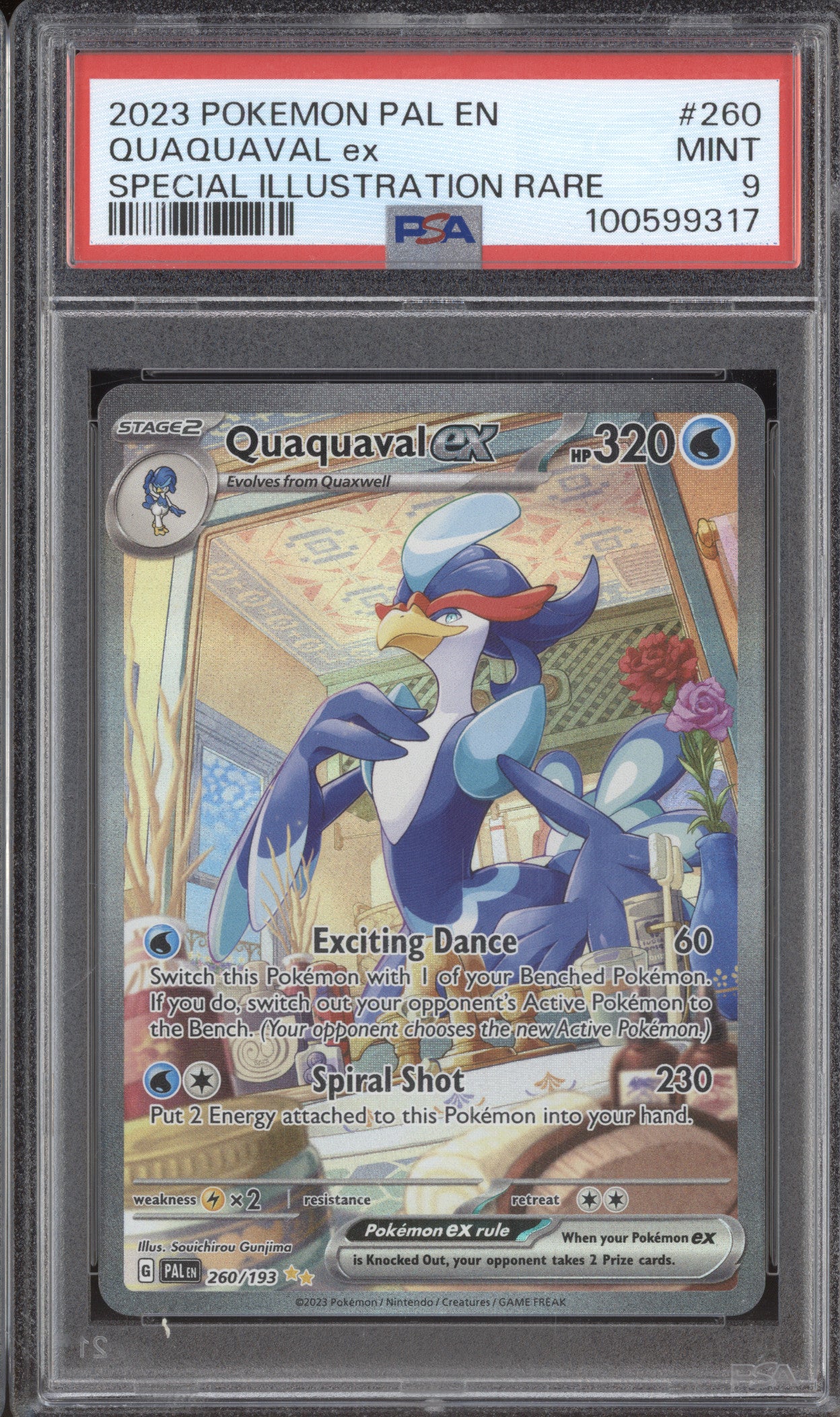 Quaquaval Ex Pokemon Paldea Evolve PAL 260/193 Special Illustration Rare PSA 9