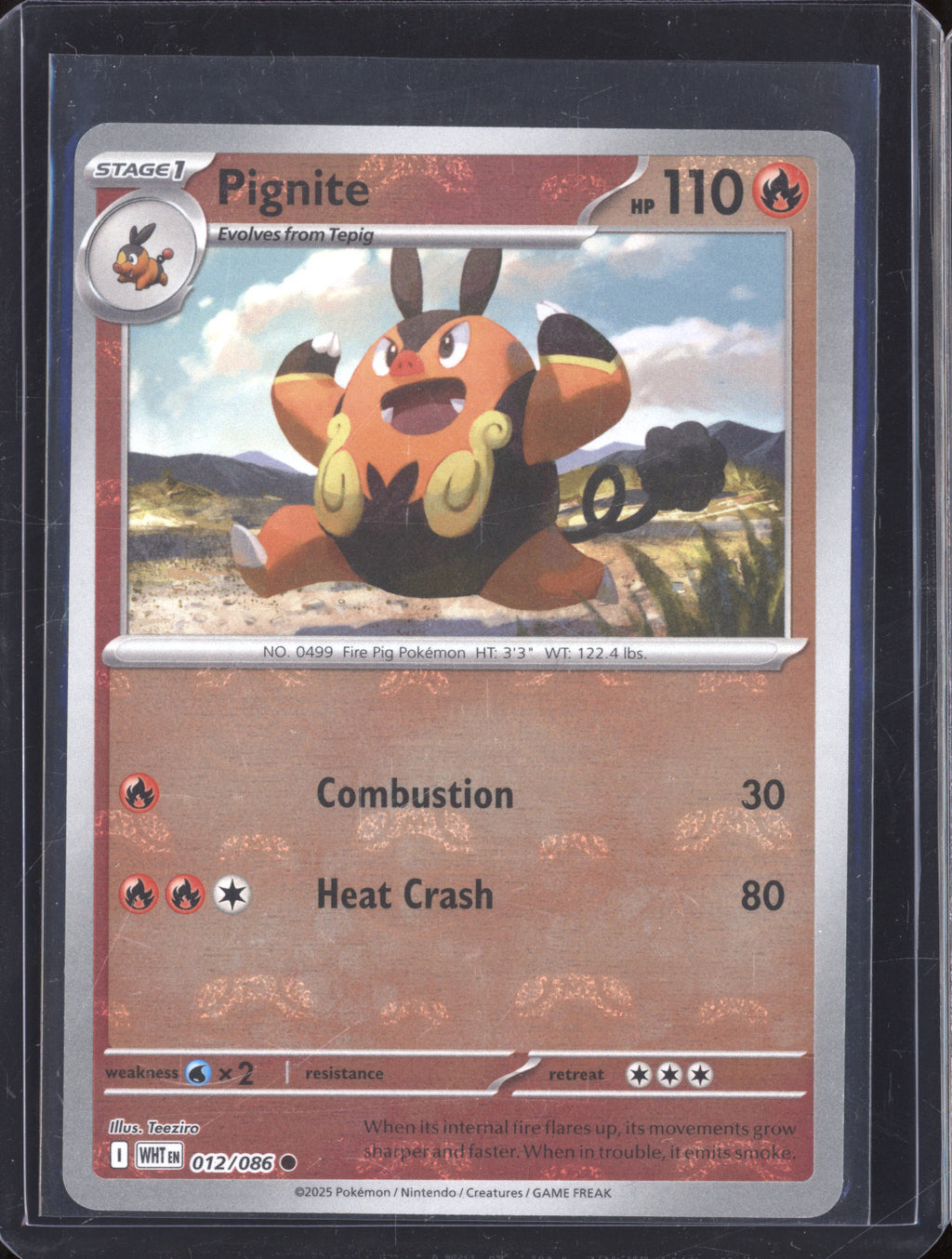 2025 Pokemon White Flare WHT 012/086 Pignite Master Ball Reverse Holo