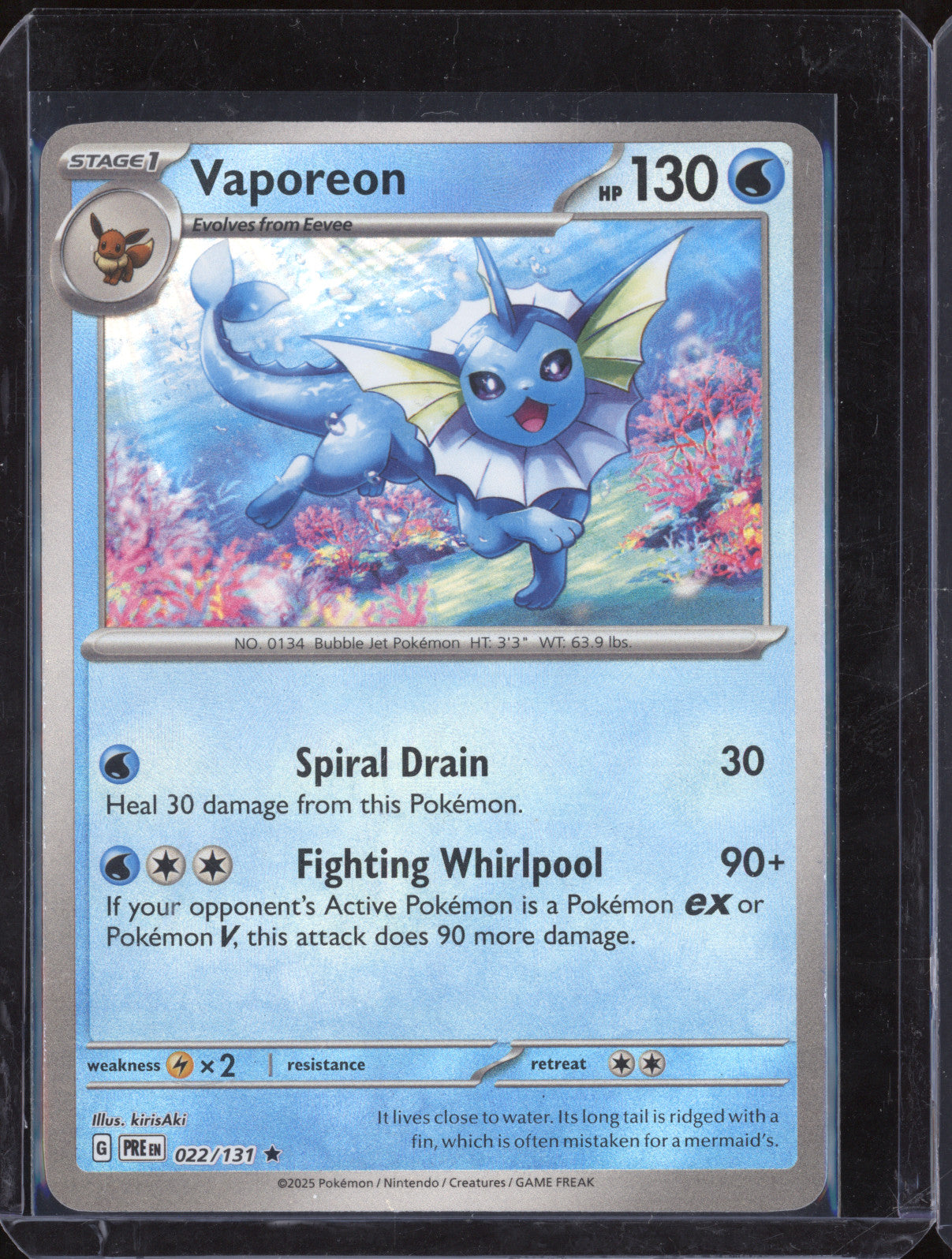 Vaporeon 2025 Pokemon Prismatic Evolutions PRE 022/131 Masterball Holo