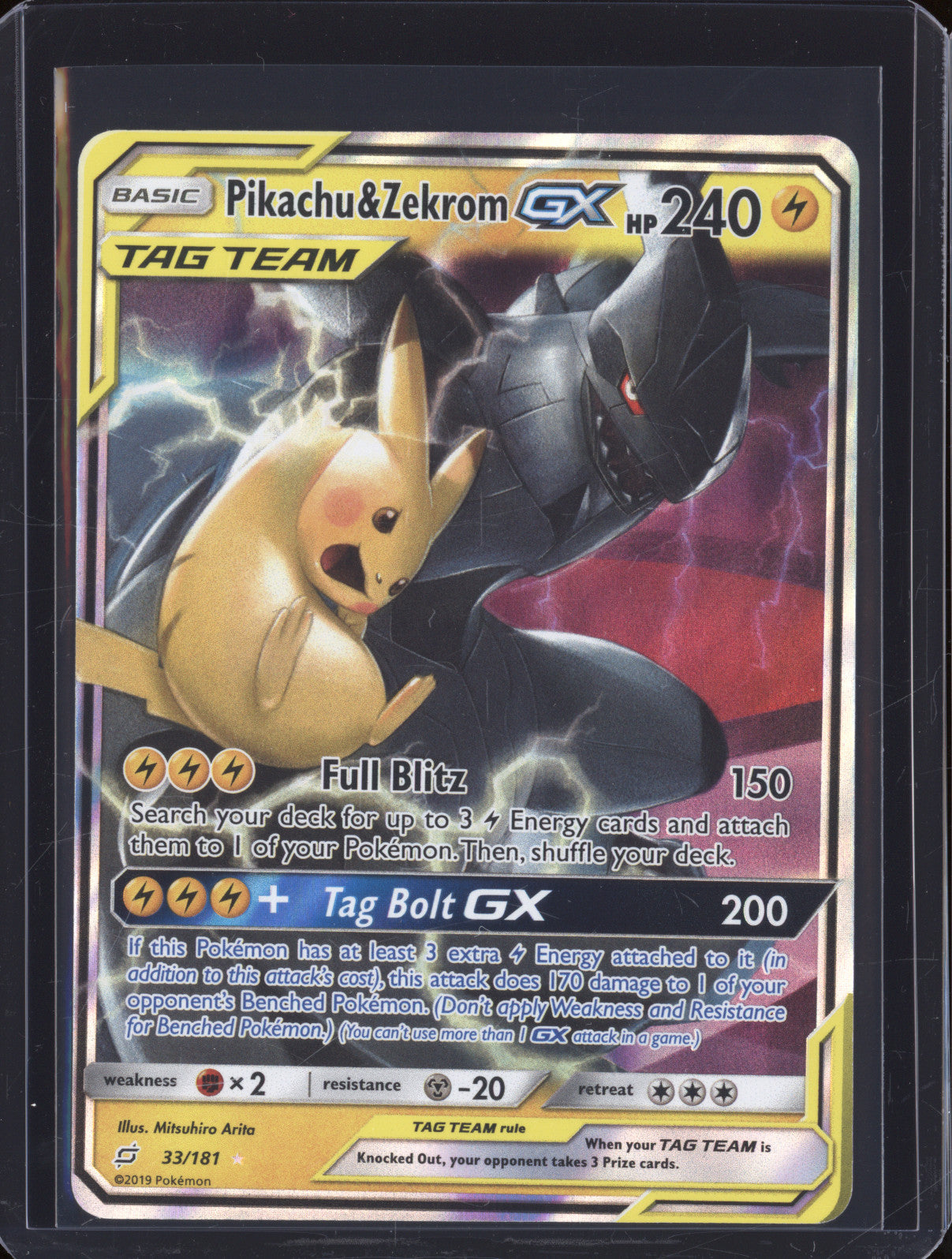 Pikachu & Zekrom GX 2019 Pokemon Team Up 33/181 Ultra Rare