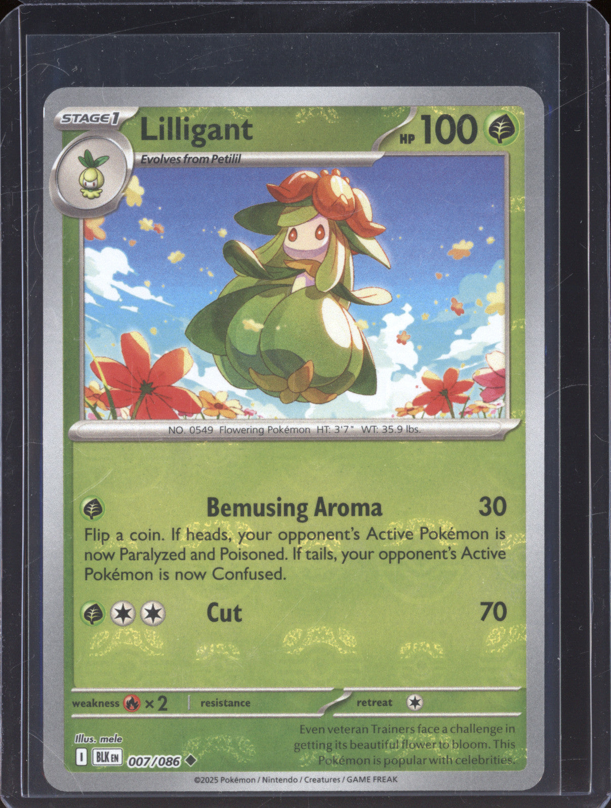 2025 Pokemon Black Bolt BLK 007/086 Lilligant Master Ball Reverse Holo