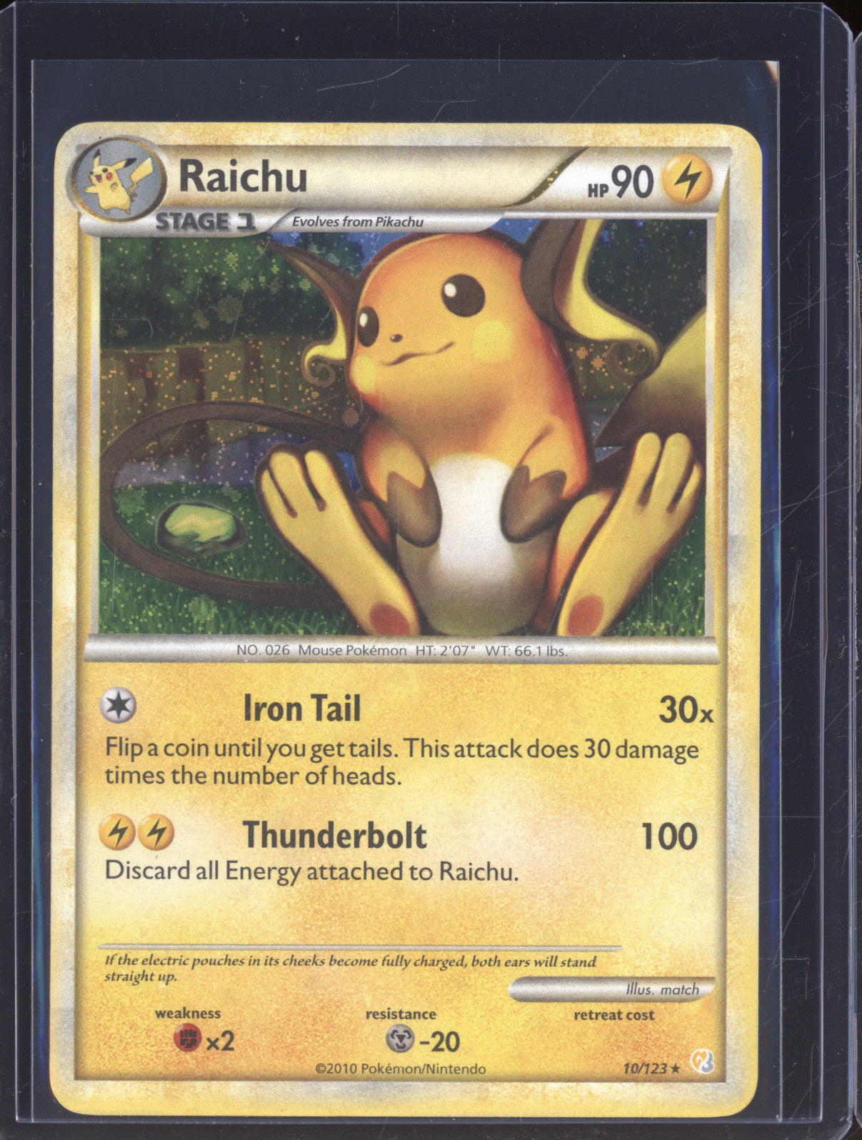 2010 Pokemon HeartGold & SoulSilver 10 Raichu Holo Rare