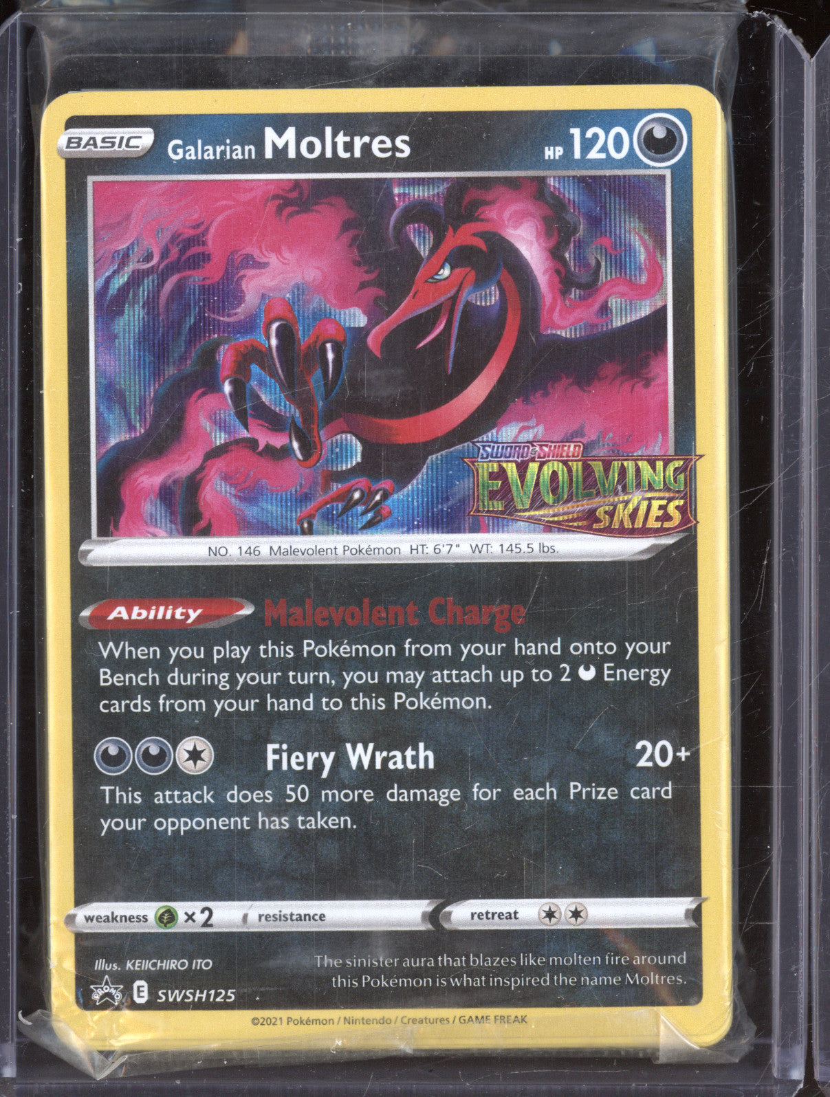 2021 Pokemon Evolving Skies SWSH125 Galarian Moltres Stamp Promo Sealed
