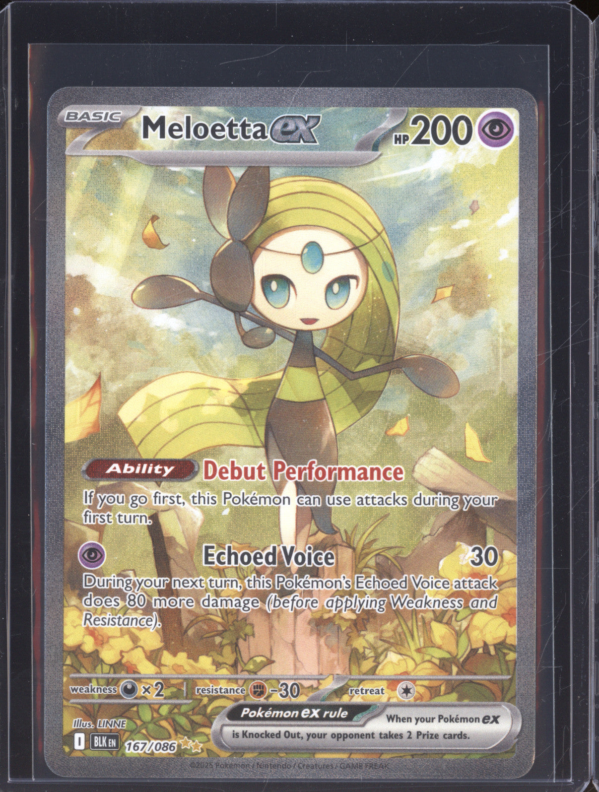 Meloetta Ex 2025 Pokemon Black Bolt BLK 167/086 Special Illustration Rare