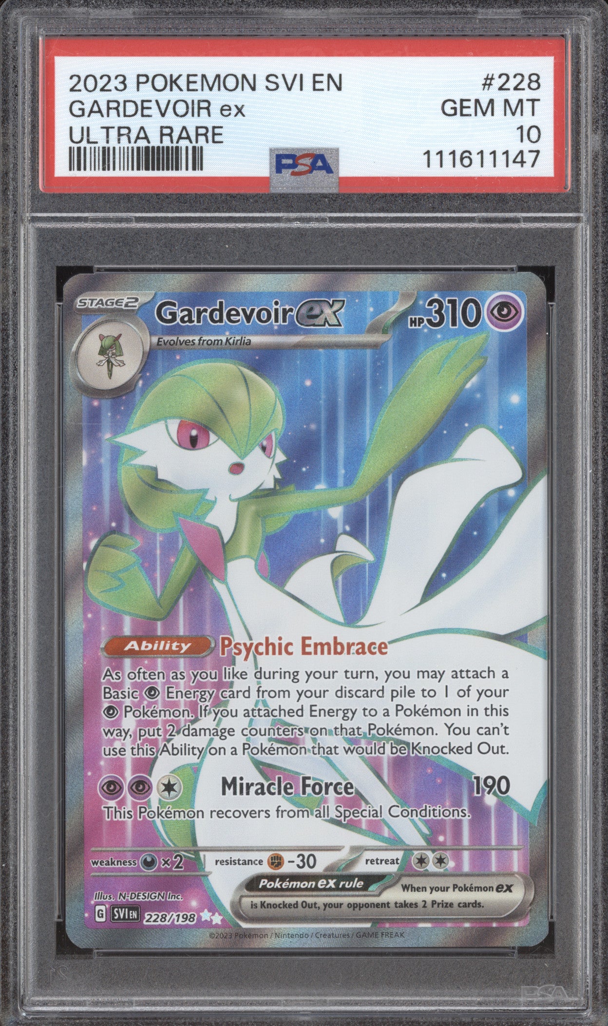 Gardevoir Ex 2023 Pokemon Scarlet & Violet SVI 228/198 Ultra Rare PSA 10