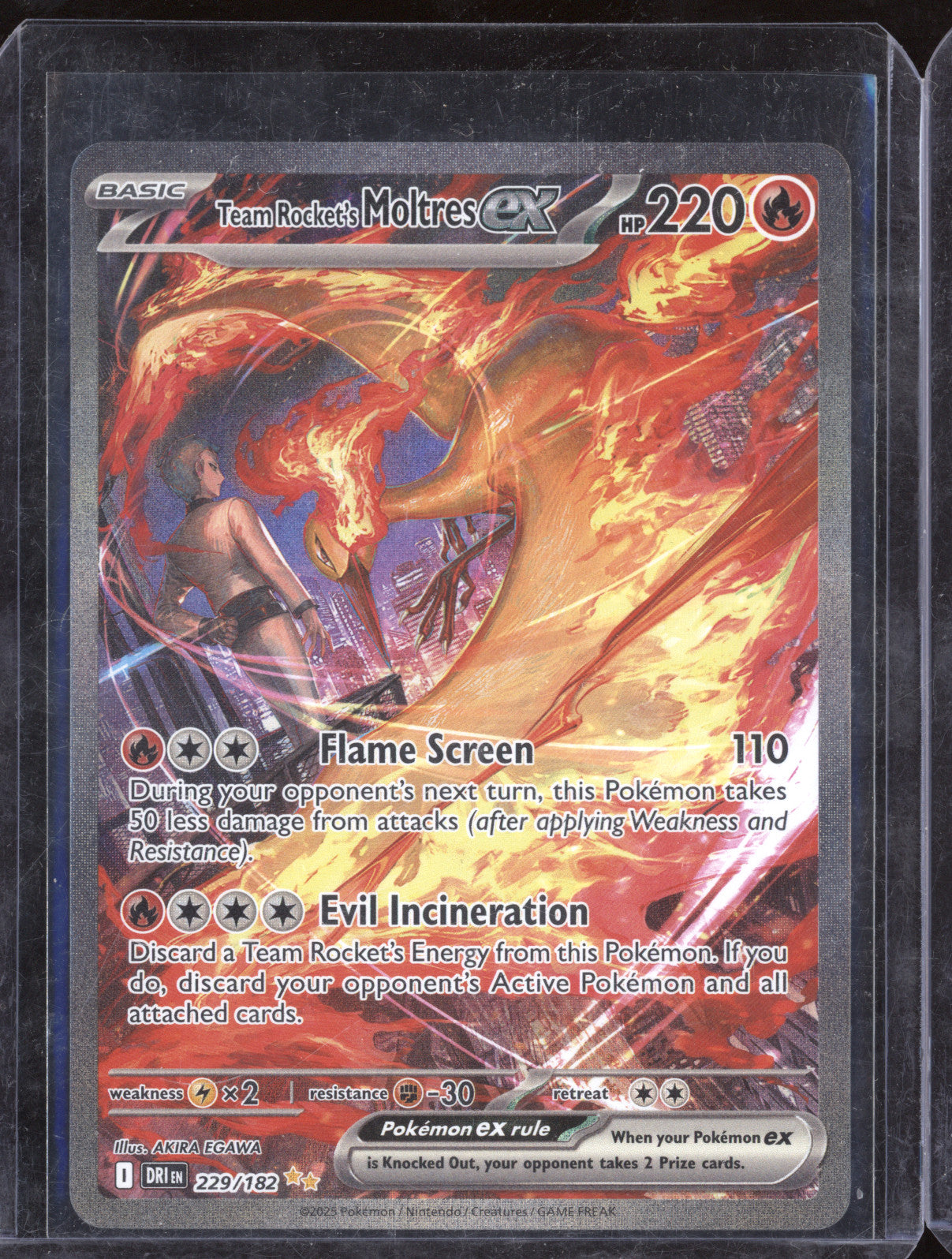 2025 Pokemon Destined Rivals 229/182 Team Rocket's Moltres Special Illustration