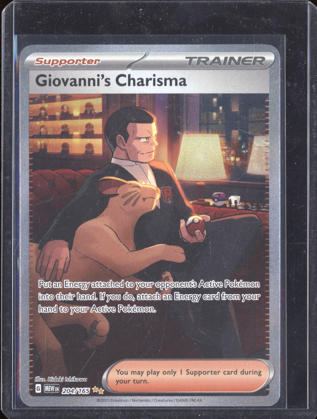 2023 Pokemo MEW EN 151 204/165 Giovanni's Charisma Special Illustration Rare