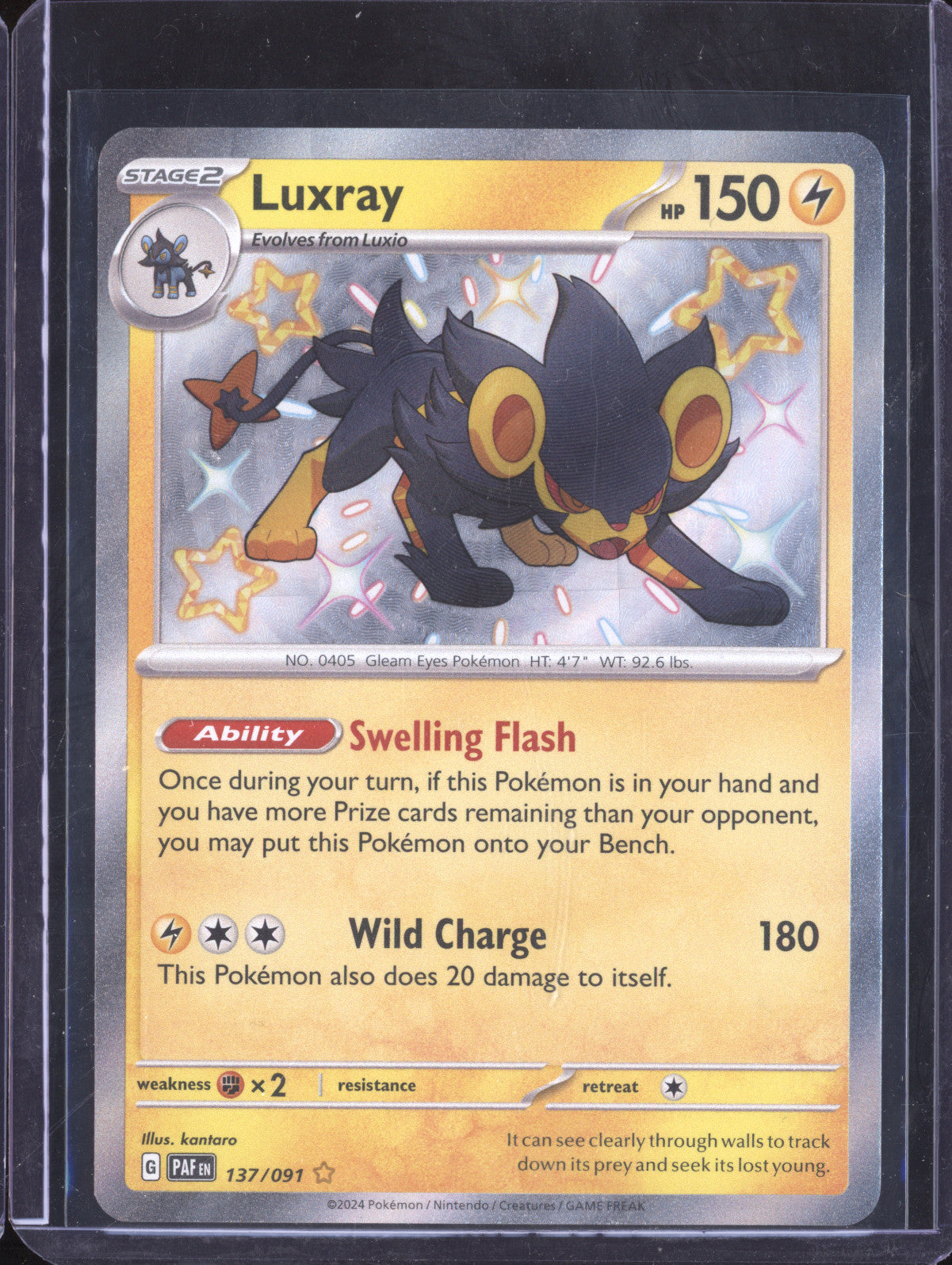 Luxray 2024 Pokemon Paldean Fates 137/091 Shiny Rare