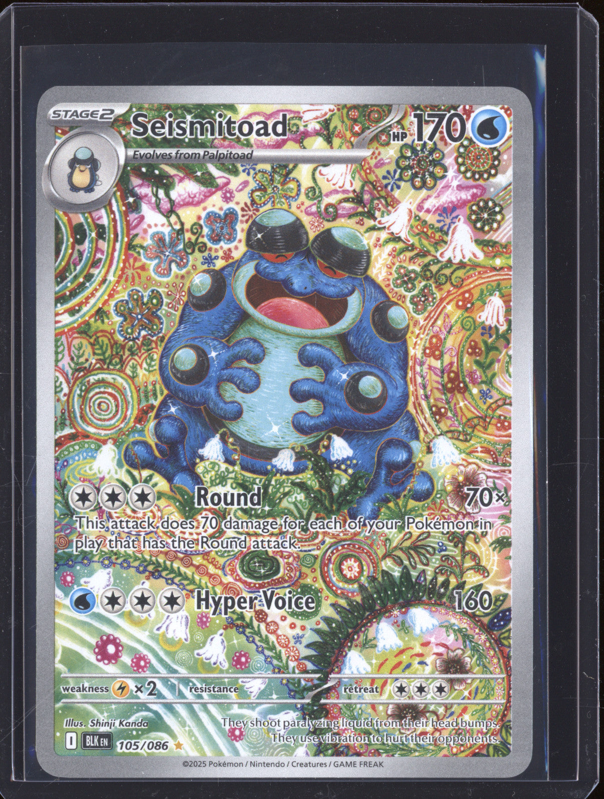 Seismitoad 2025 Pokemon Black Bolt BLK 105/086 Illustration Rare