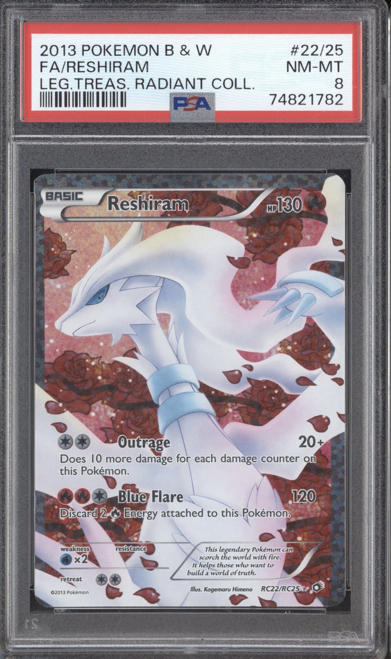 Reshiram Pokemon Legandary Treasures RC22/RC25 Radiant Collections Ultra PSA 8