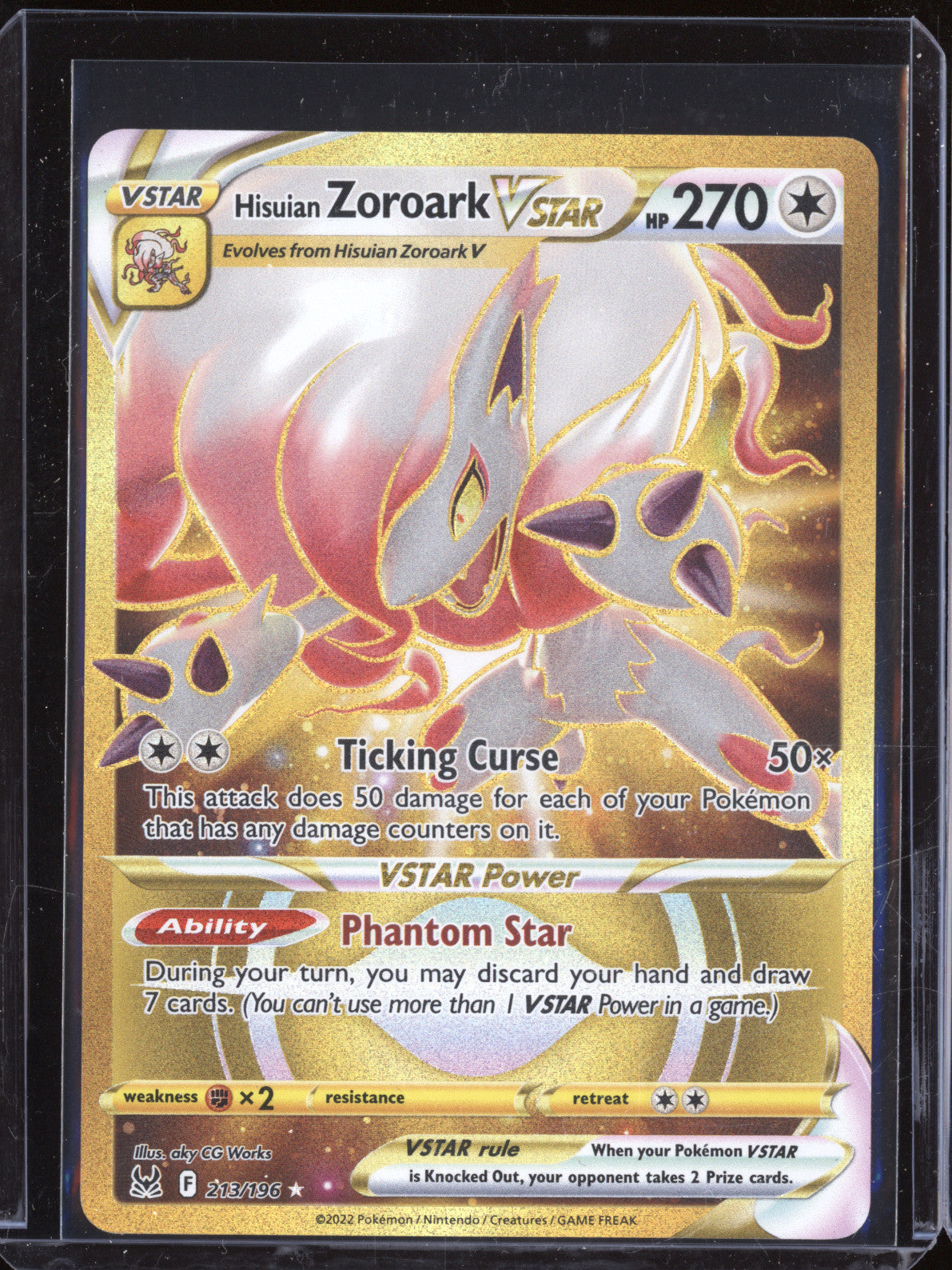 Hisuian Zoroark VSTAR 2022 Pokemon Lost Origin 213/196 Secret Rare