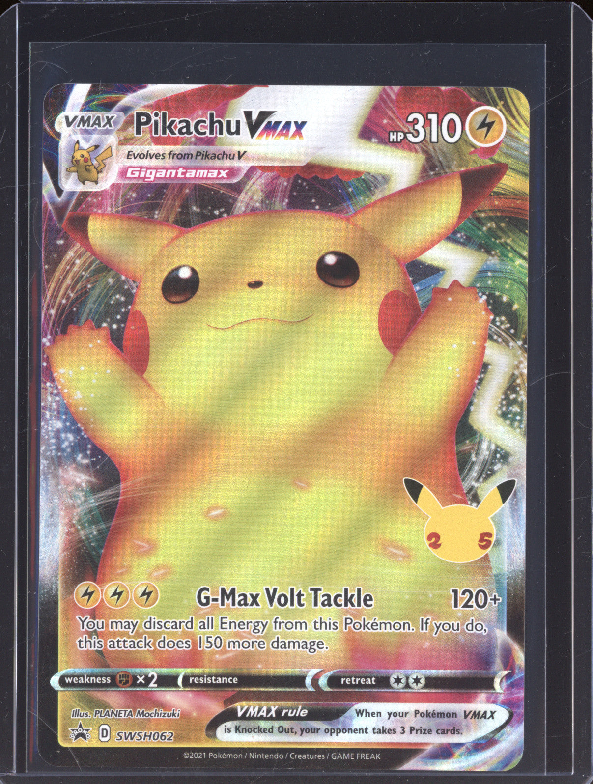 2021 Pokemon Celebrations Black Star Promo SWSH062 Pikachu Vmax