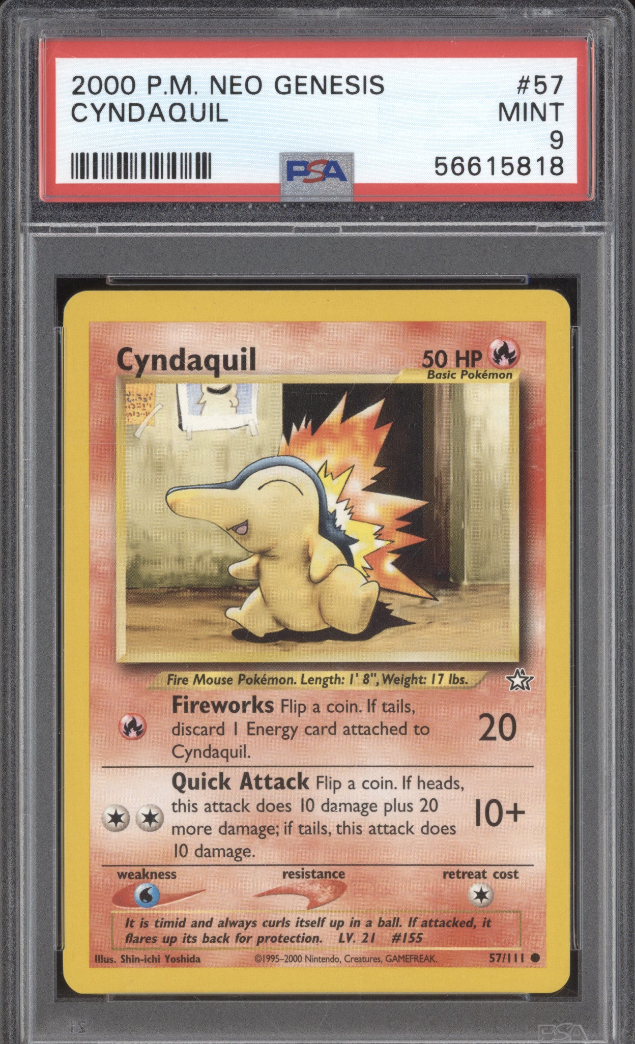 Cyndaquil 2000 Pokemon Neo Genesis 57/111 PSA 9