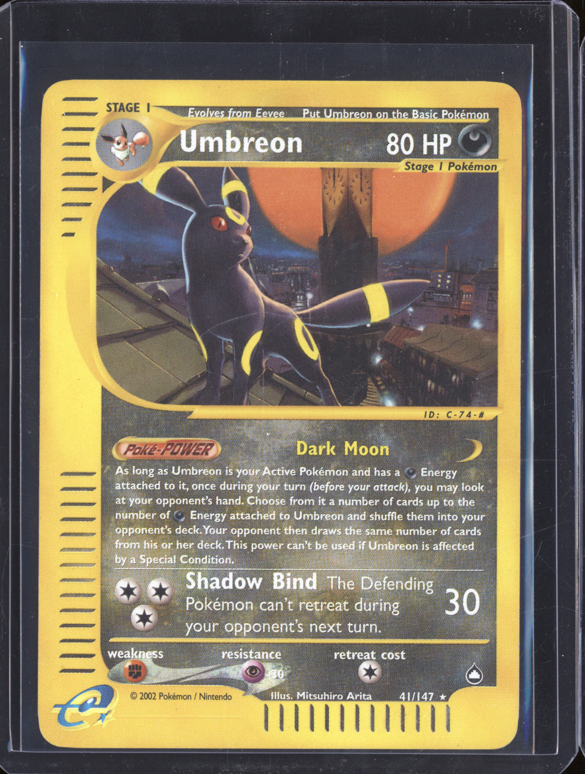 2003 Pokemon Wizards of the Coast Aquapolis 41/147 Umbreon Reverse Holo