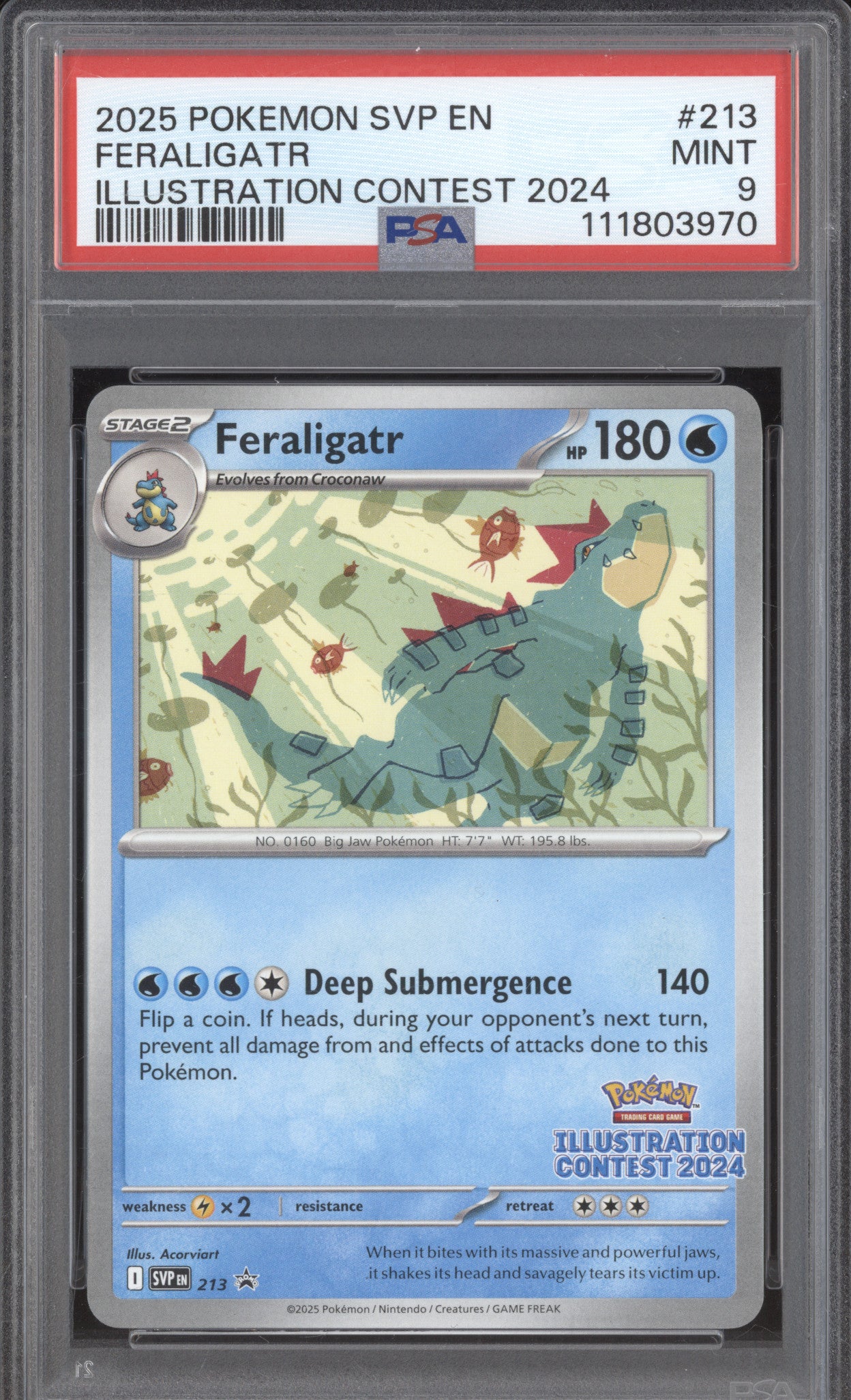 Feraligatr 2025 Pokemon Black Star Promo SVP 213 Illustration Contest PSA 9