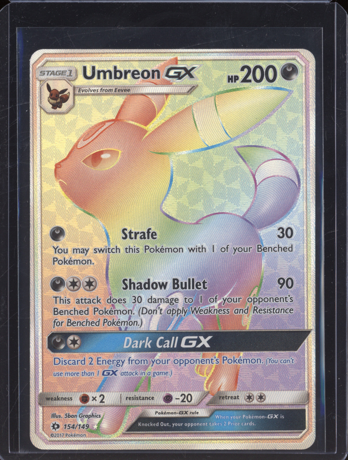 2017 Pokemon TCG Sun & Moon Base Set 154/149 Umbreon GX Rainbow Rare