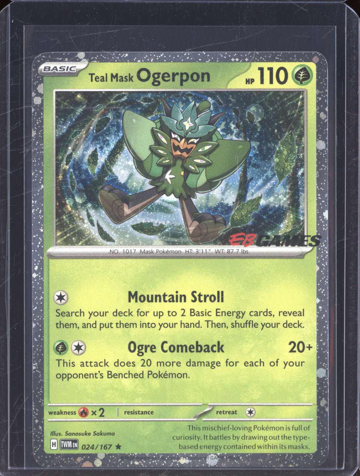 Teal Mask Ogerpon 2024 Pokemon Twilight Masquerade TWM 024/167 EB Games Promo