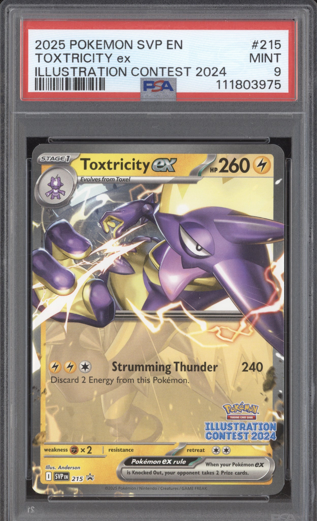 Toxtricity 2025 Pokemon Black Star Promo SVP 215 Illustration Contest PSA 9
