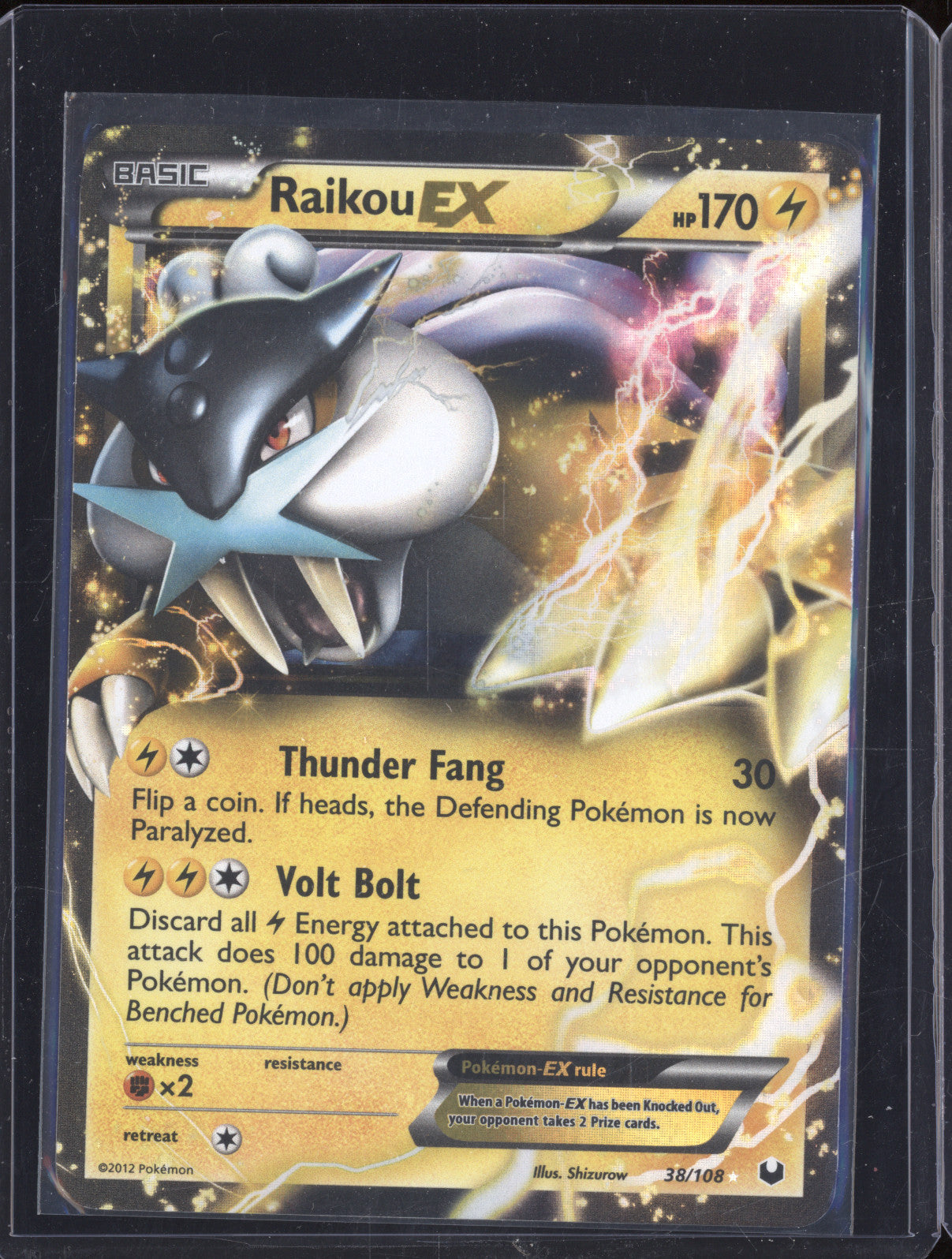 2012 Pokemon Black & White Dark Explorers 38 Raikou EX