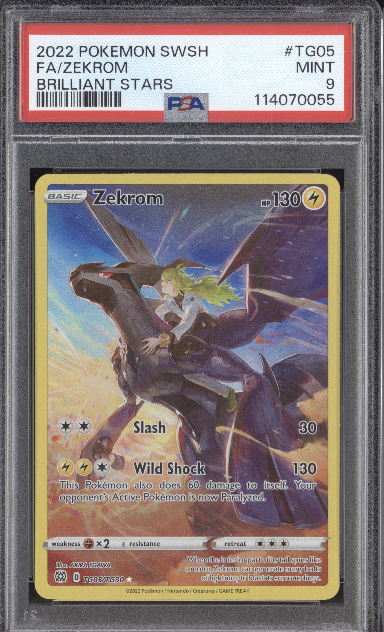 Zekrom 2022 Pokemon Brilliant Stars TG05/TG30 Trainer Gallary Rare PSA 9