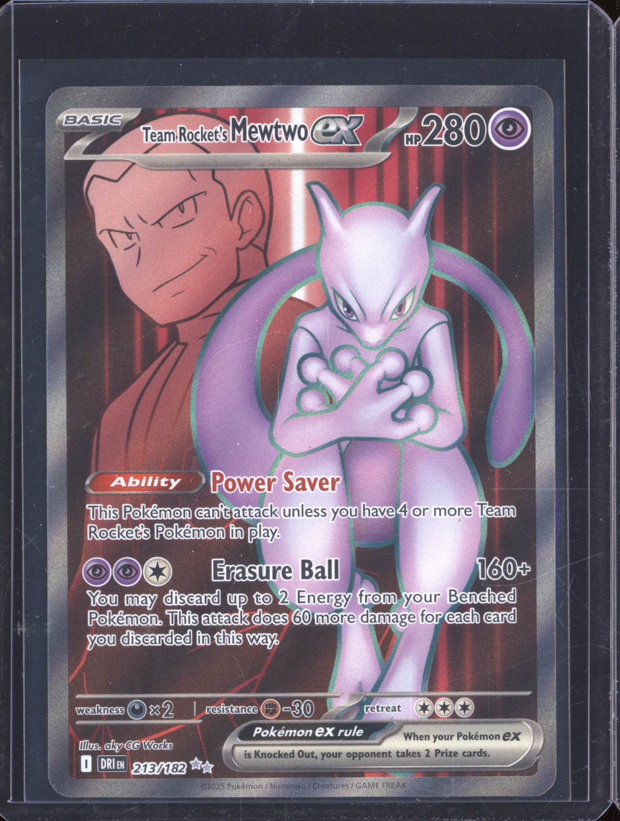 Team Rocket's Mewtwo ex 2025 Pokemon Destined Rivals 213/182 Ultra Rare