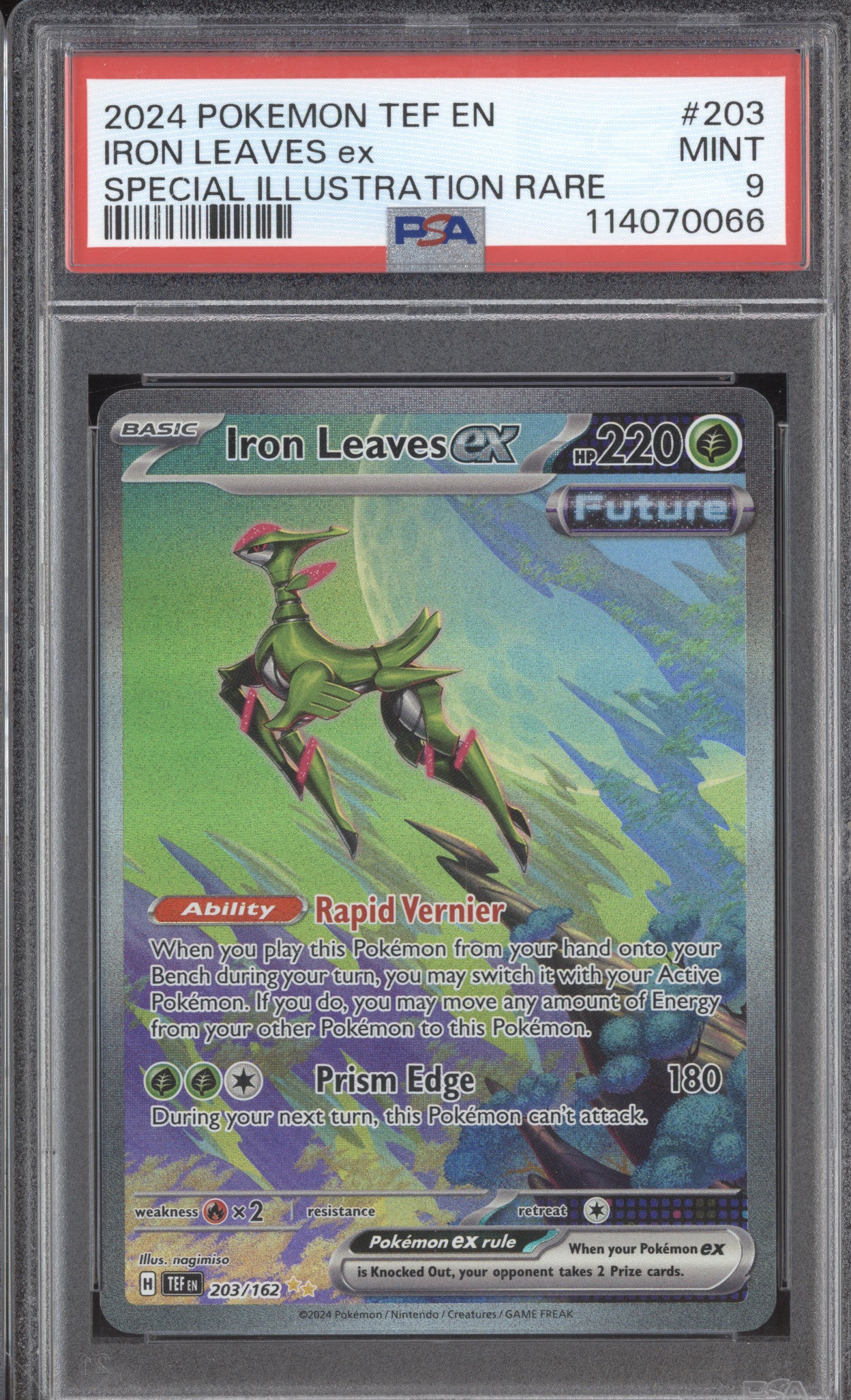 Iron Leaves EX Pokemon Temporal Forces 203/162 Special Illustration Rare PSA 9