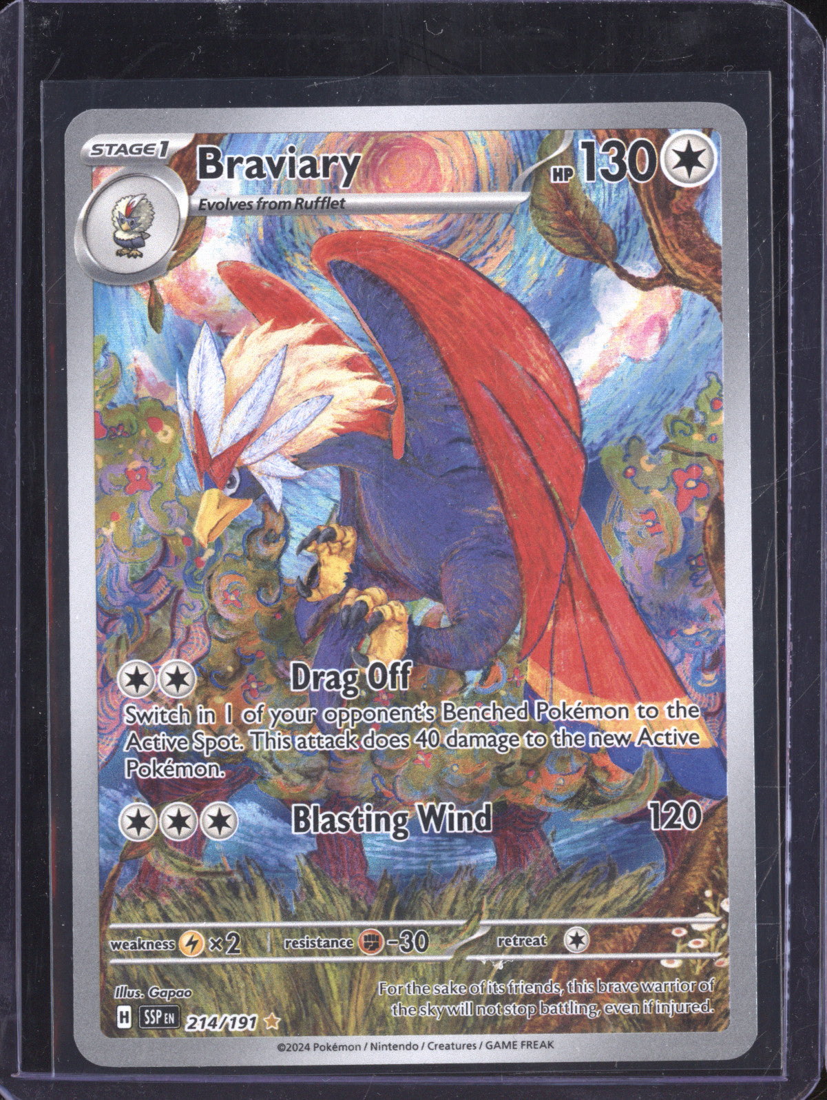 Braviary 2024 Pokemon Surging Sparks 214/191 Illustration Rare