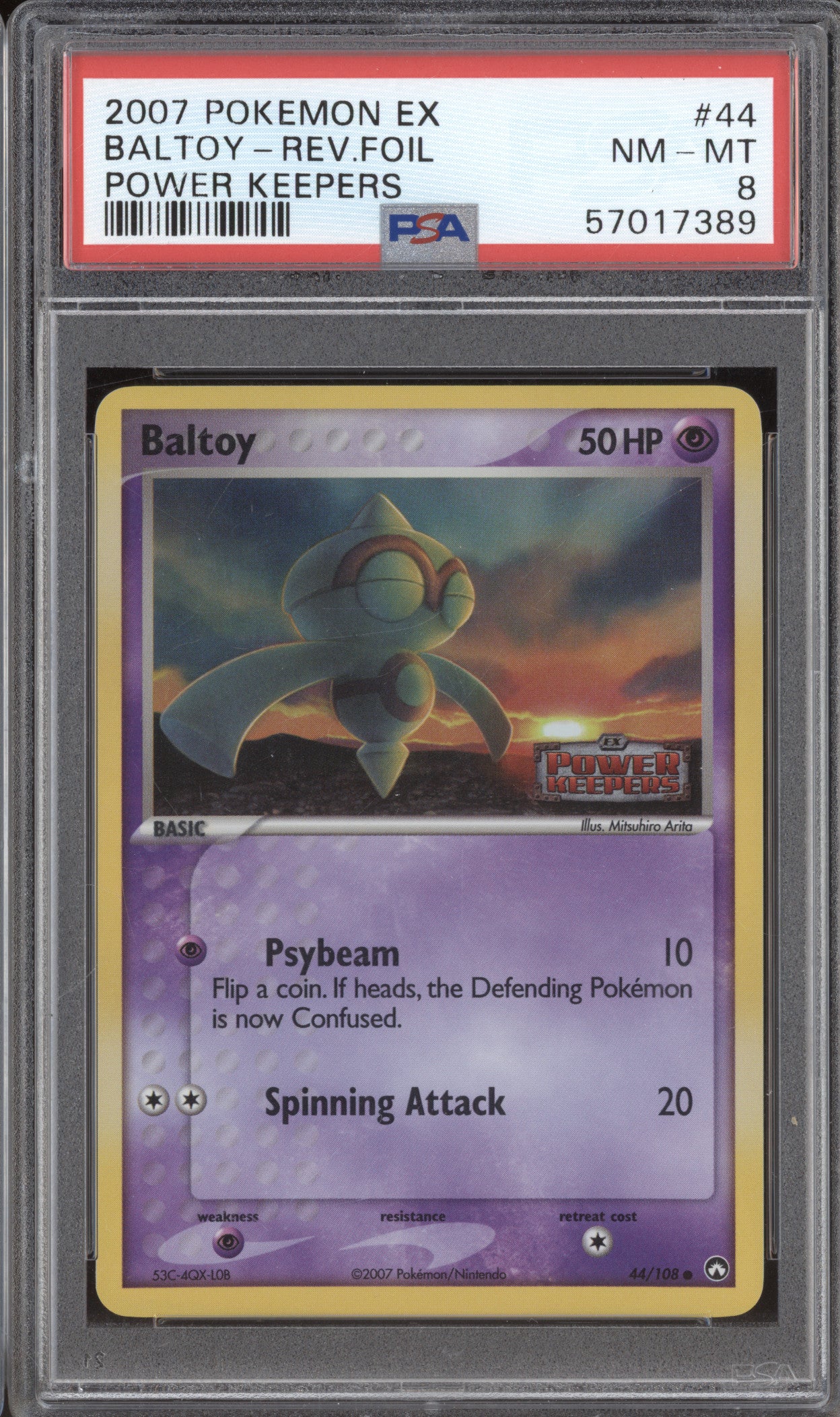 Baltoy 2007 Pokemon Ex Power Keepers 44/108 Reverse Holo PSA 8