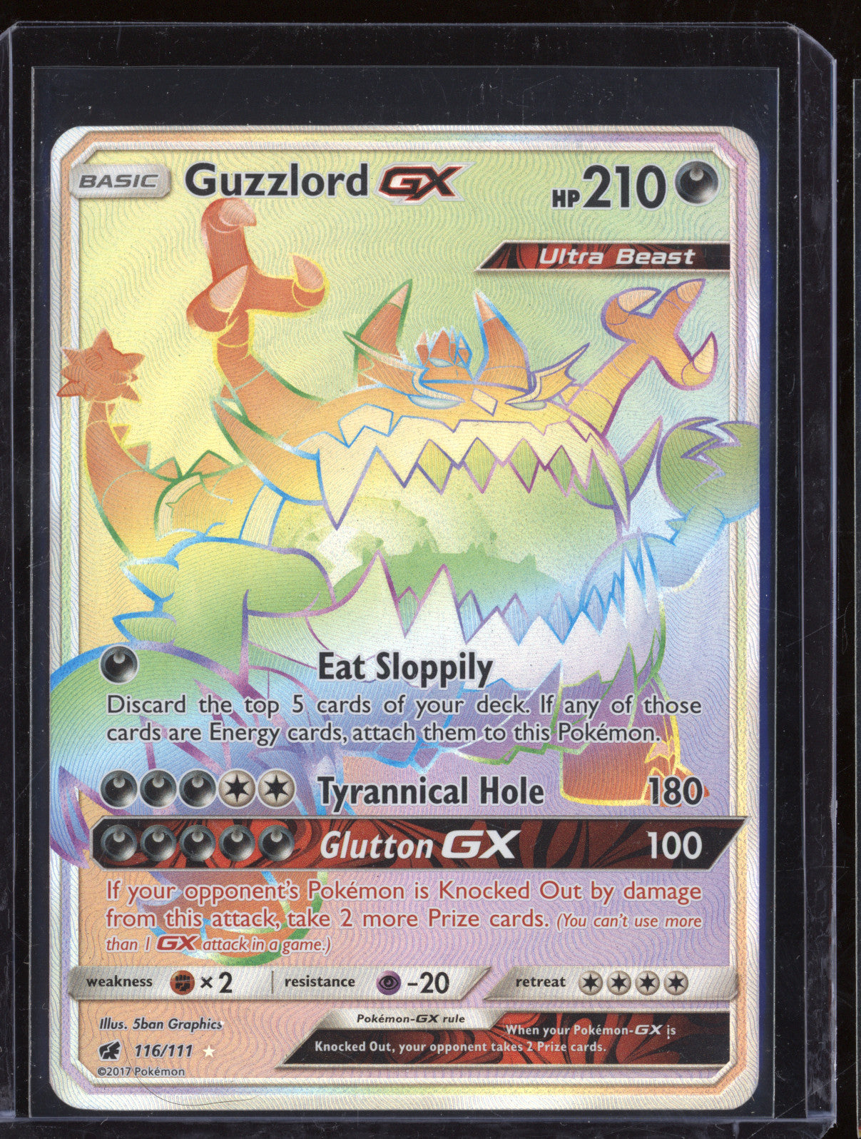 2017 Pokemon Crimson Invasion 116/111 Guzzlord GX Rainbow Secret Rare