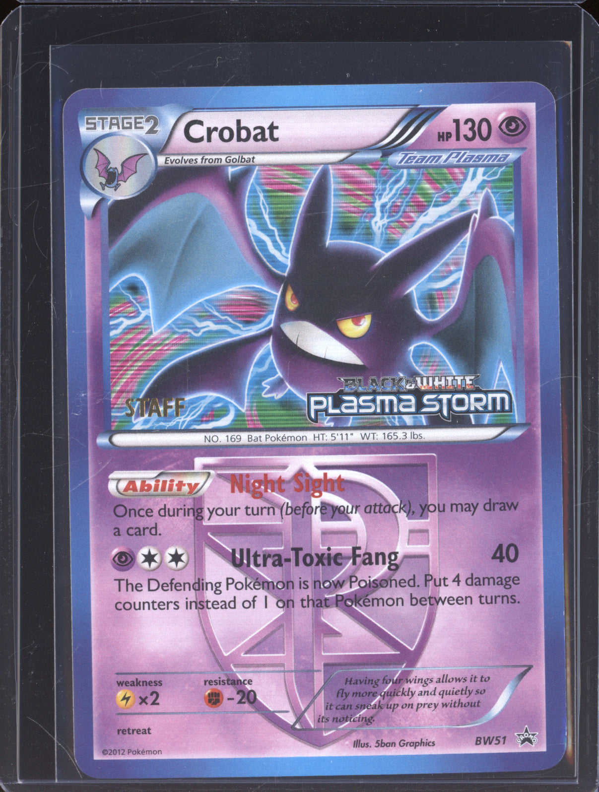 2012 Pokemon Black & White Promo Plasma Storm BW51 Crobat STAFF
