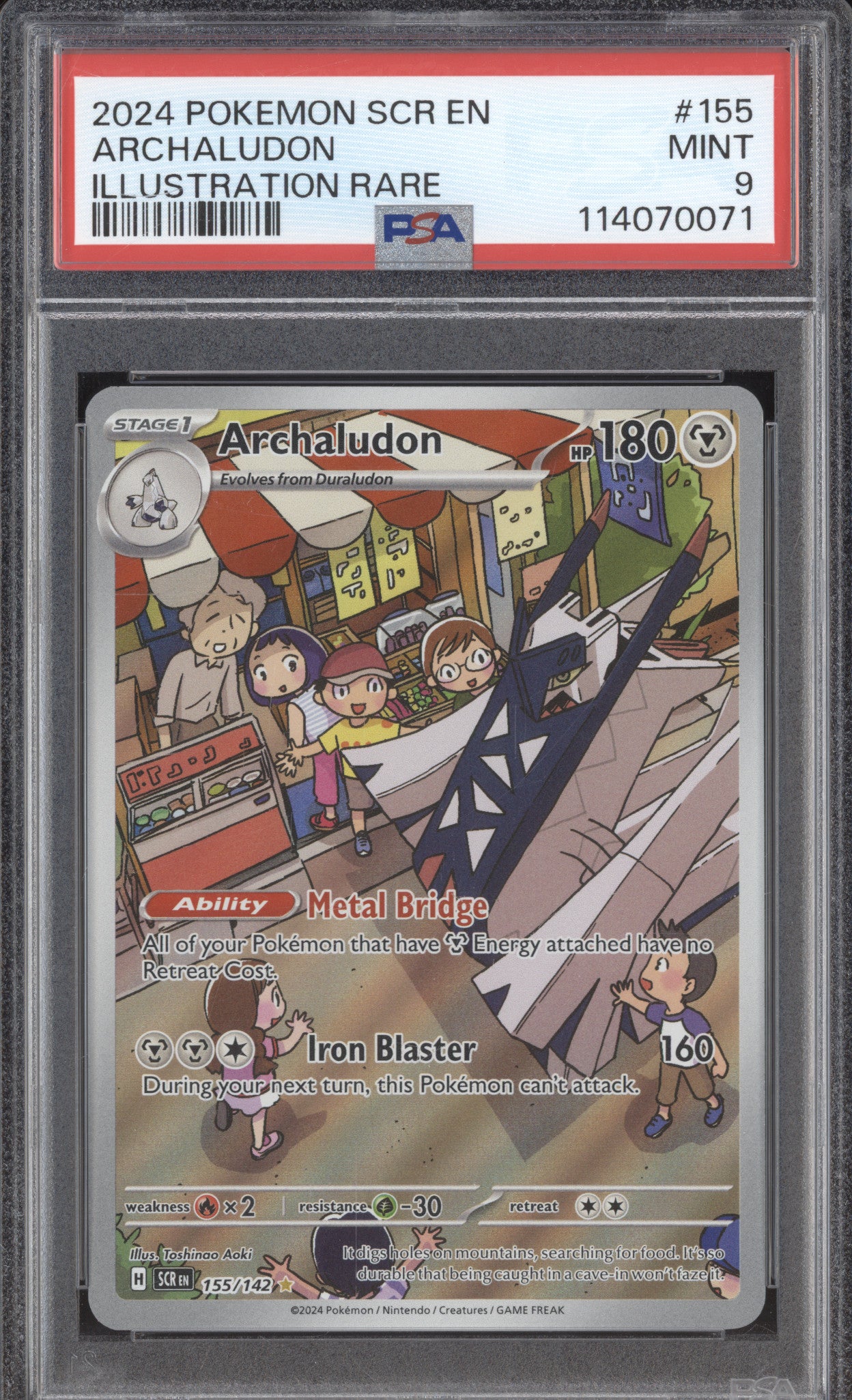 Archaludon 2024 Pokemon Stellar Crown SCR 155/142 Illustration Rare PSA 9