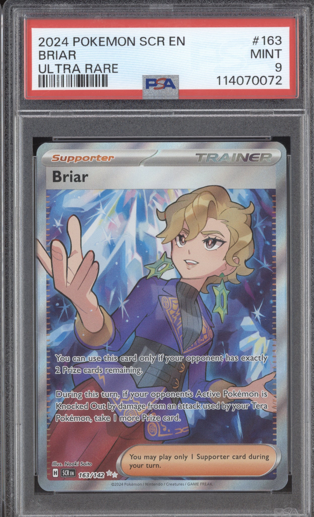 Briar 2024 Pokemon Stellar Crown SCR 163/142 Ultra Rare PSA 9