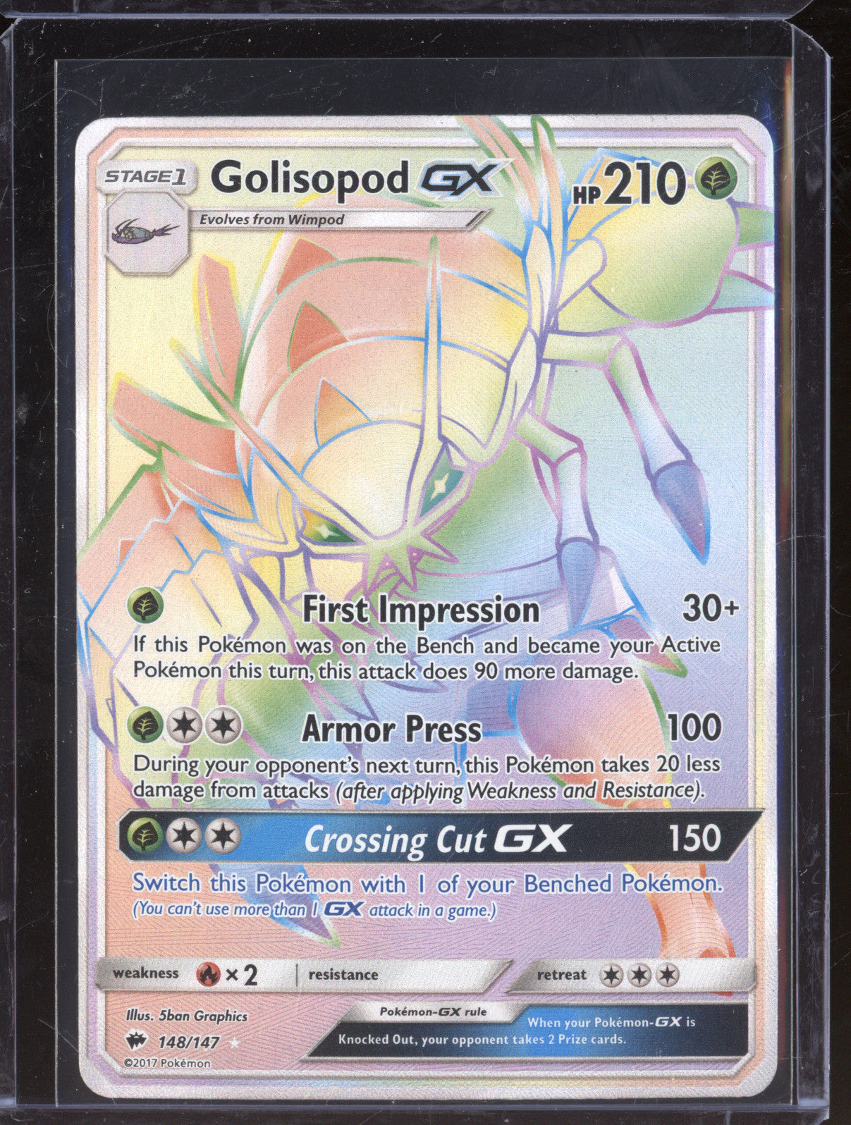 2017 Pokemon Burning Shadows 148/147 Golisopod GX Secret Rare