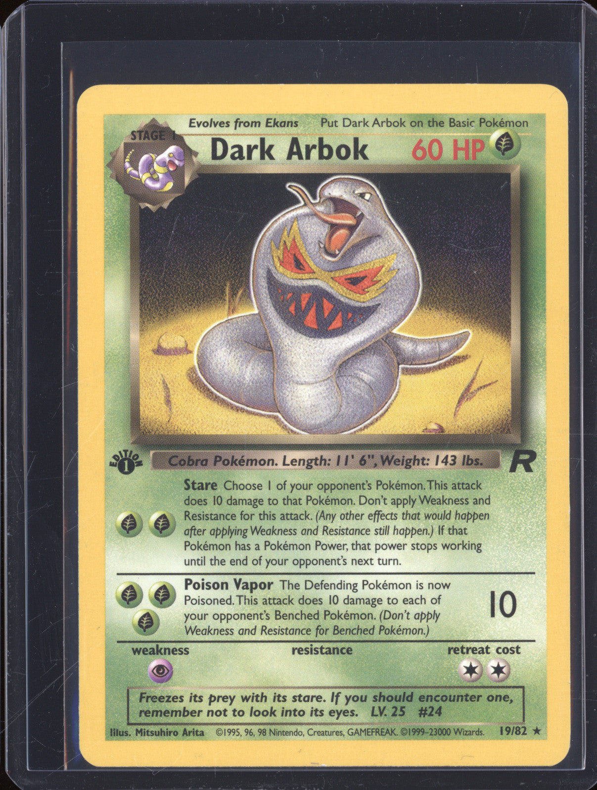 Dark Arbok 2000 Pokemon Team Rocket 19/82 1st Edition Rare