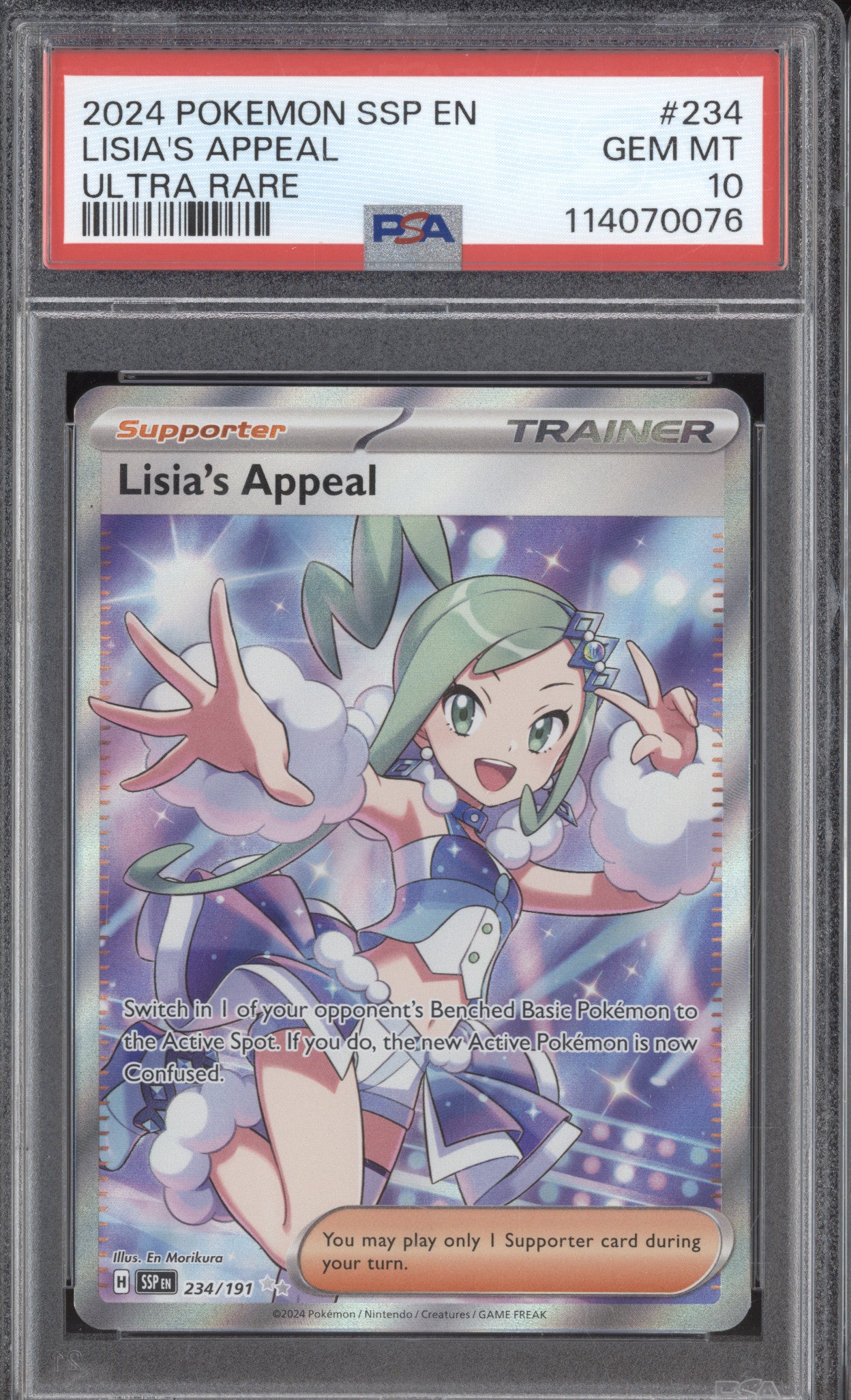 Lisia's Appeal 2024 Pokemon Surging Sparks SSP 234/191 Ultra Rare PSA 10