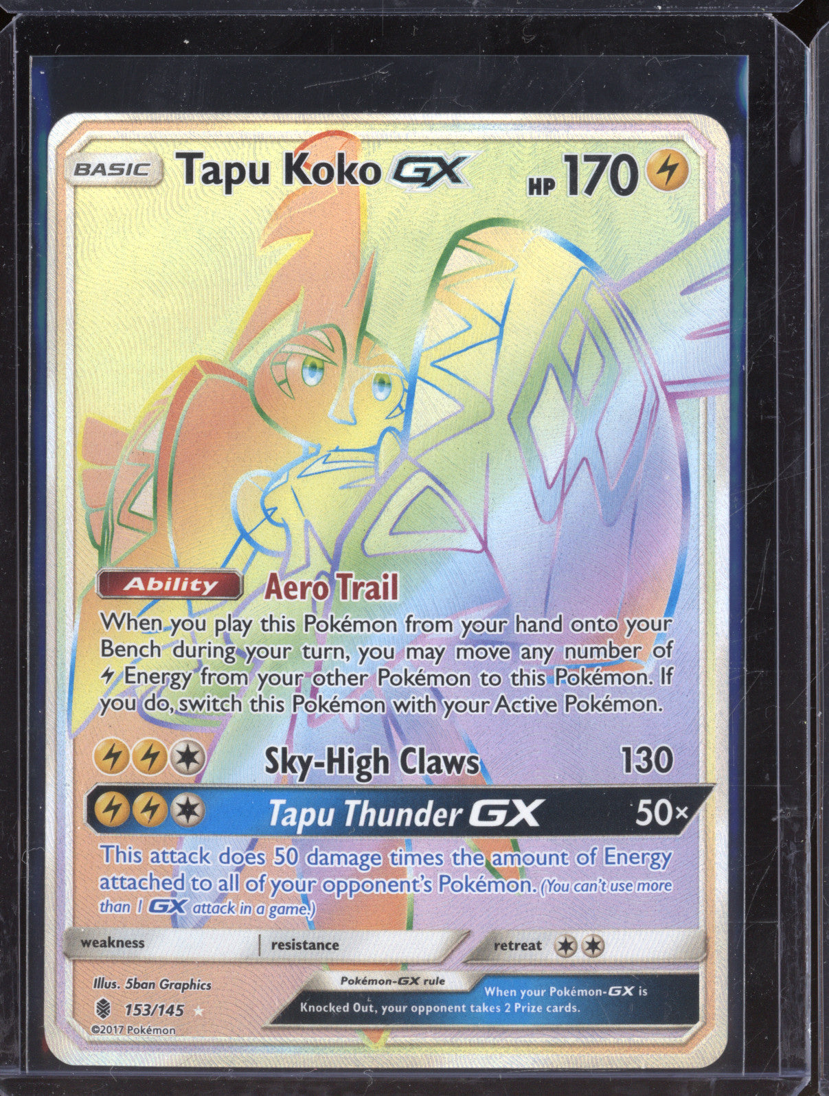 2017 Pokemon Guardians Rising 153/145 Tapu Koko GX Secret Rare