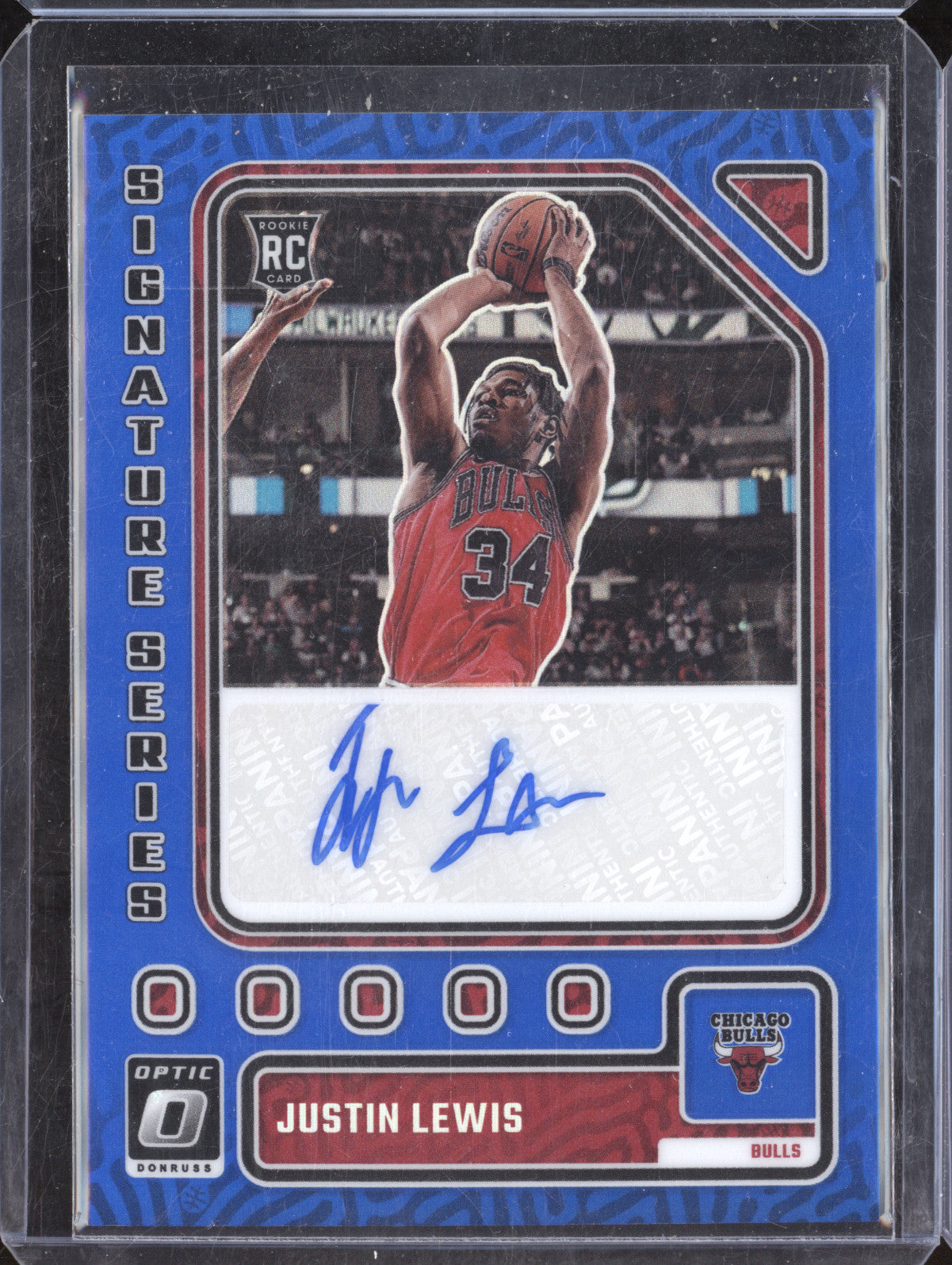 Justin Lewis 2023-24 Panini Donruss Optic SS-JTN Signature Series Blue RC 23/25