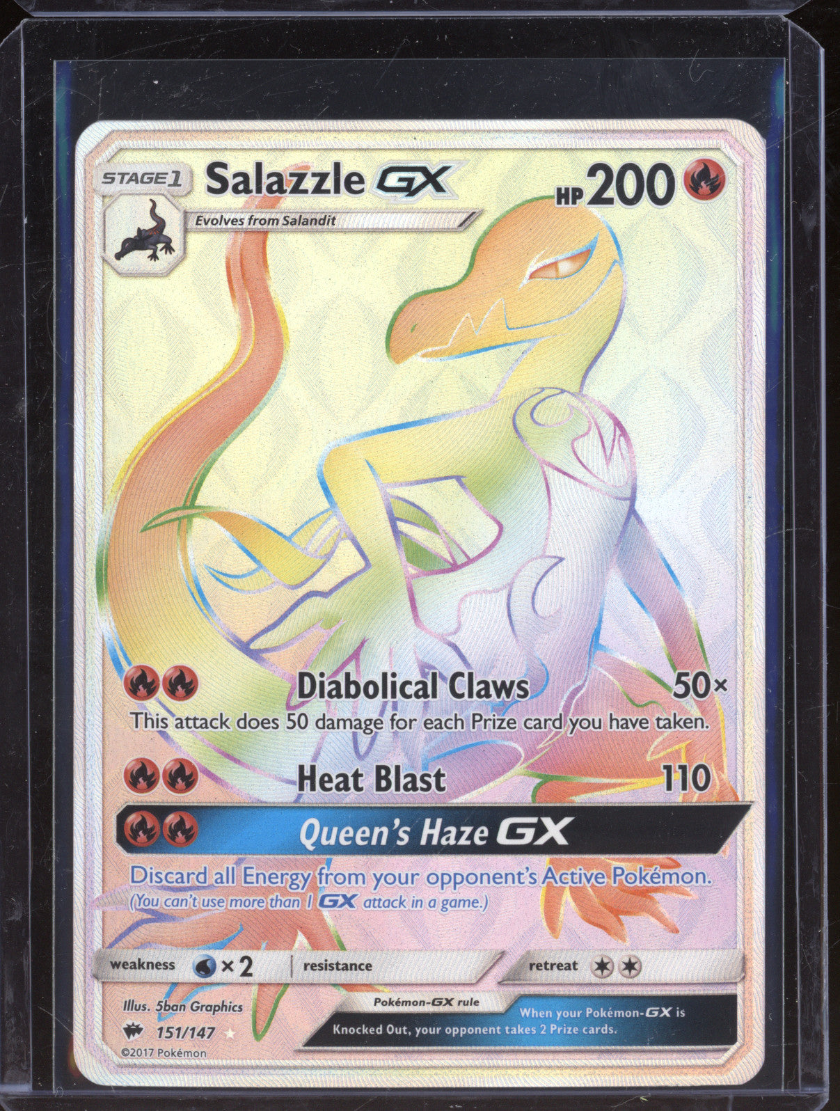 2017 Pokemon TCG Burning Shadows 151/147 Salazzle GX Secret Rare