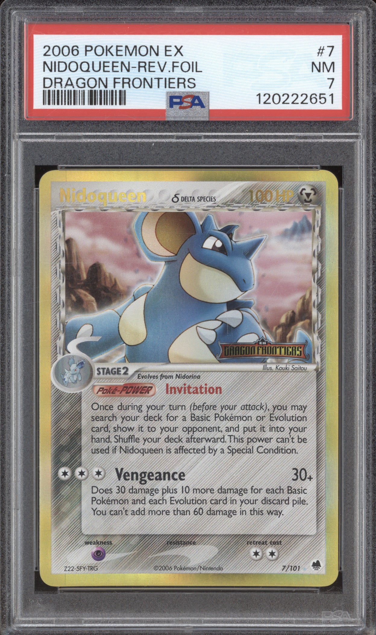Nidoqueen 2006 Pokemon EX Dragon Frontiers 7/101 Reverse Holo Rare PSA 7